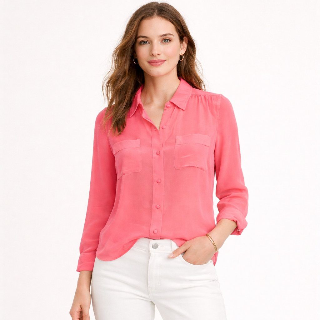 J.Crew J.Crew Collection Silk Coral Button Down Blouse Size 4 Size S / US 4 / IT 40 - 1 Thumbnail