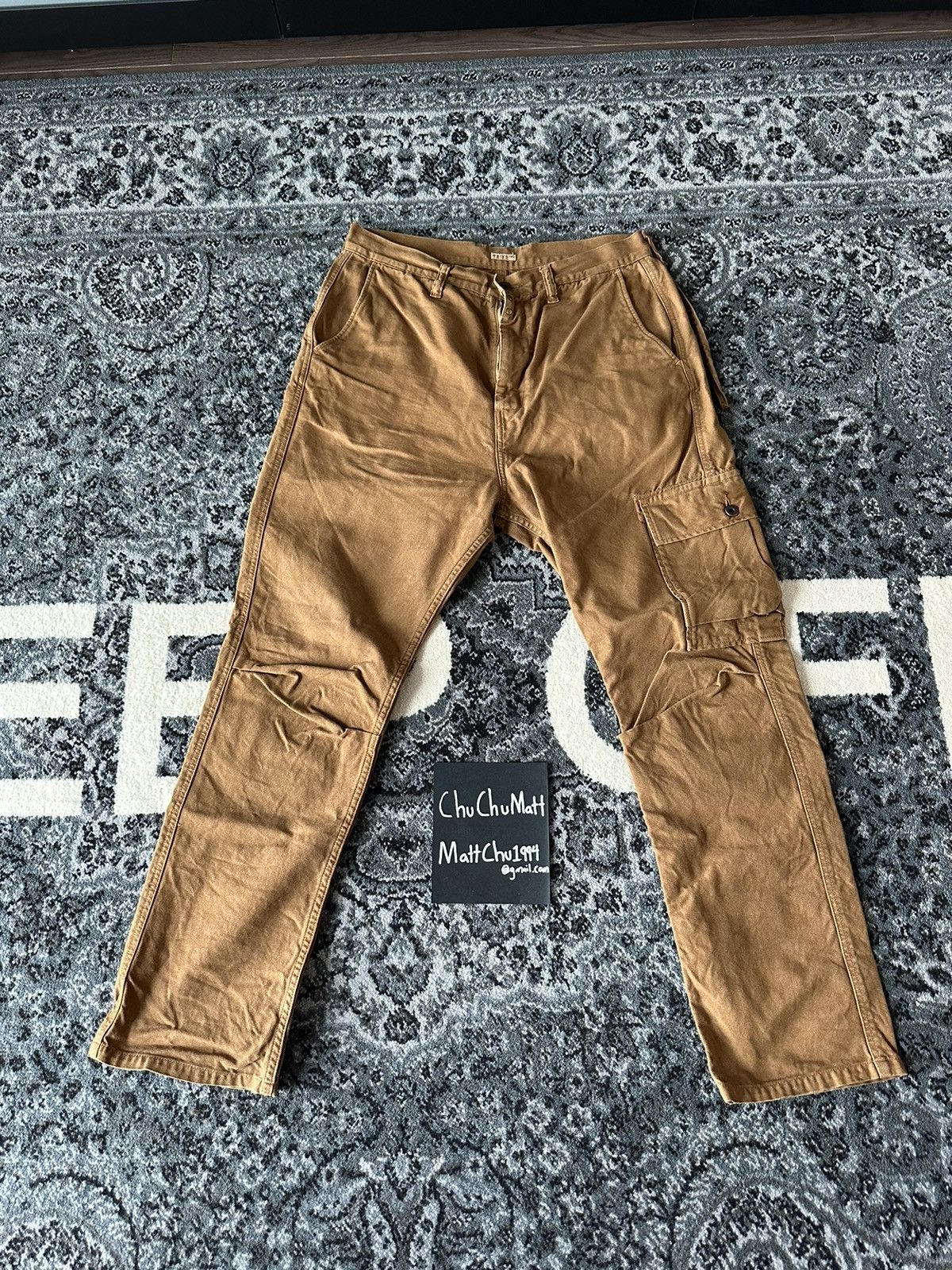 image of Kapital Canvas Cargo Pants in Brown, Men's (Size 34)