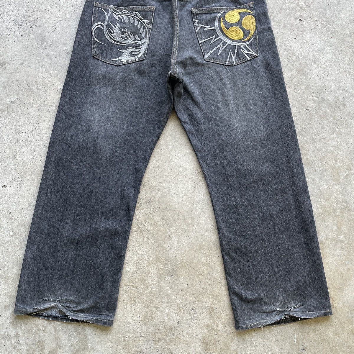 Japanese Brand × Vintage W35💥 Japanese Vintage Flora Design Black Faded Jeans Pants Size US 35 - 9 Thumbnail