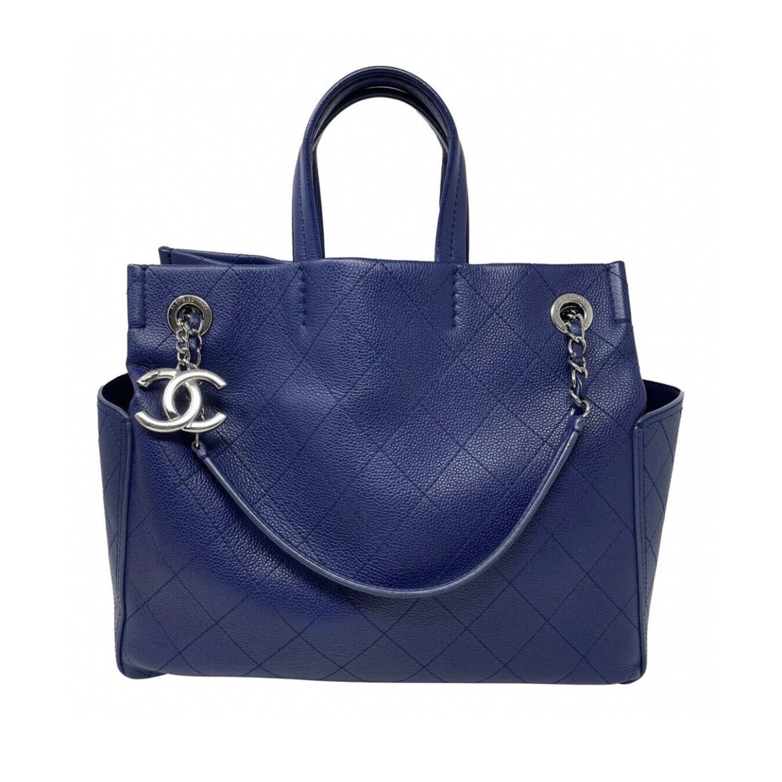 Chanel CHANEL Quilted Blue Caviar Leather Pocket Chain CC Charm Size ONE SIZE - 14 Thumbnail