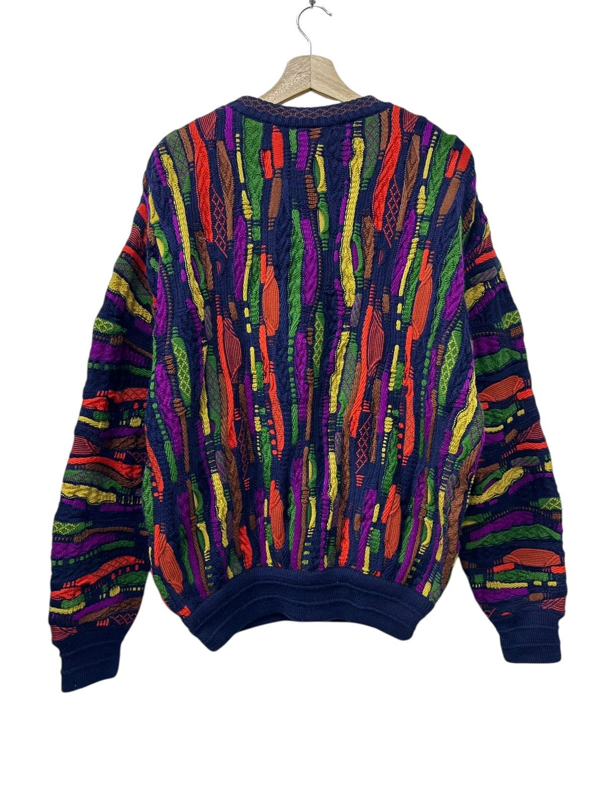 Vintage Coogi Style By Limnos 3D Cable Knit Wool Sweater