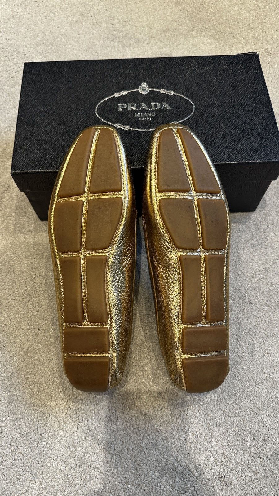 Prada Gold Leather Prada Loafers Size US 10 / IT 40 - 7 Thumbnail
