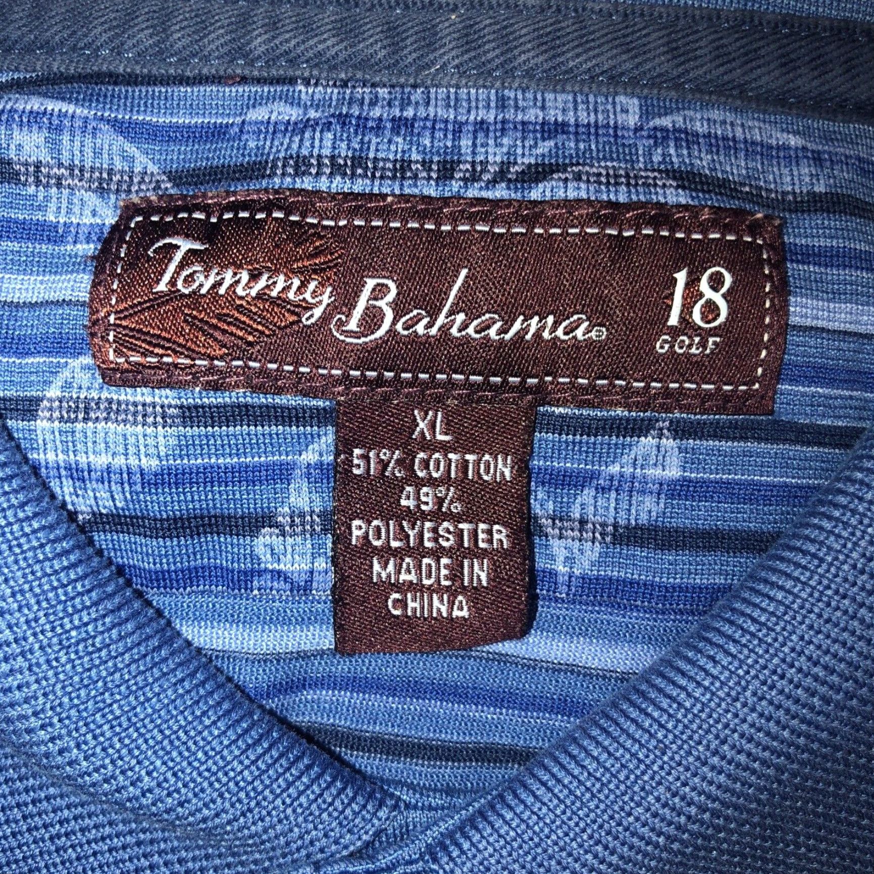 Tommy Bahama Tommy Bahama Golf Polo Mens XL Blue Striped Short Sleeve Collared 18 Department: Men Size US XL / EU 56 / 4 - 4 Thumbnail