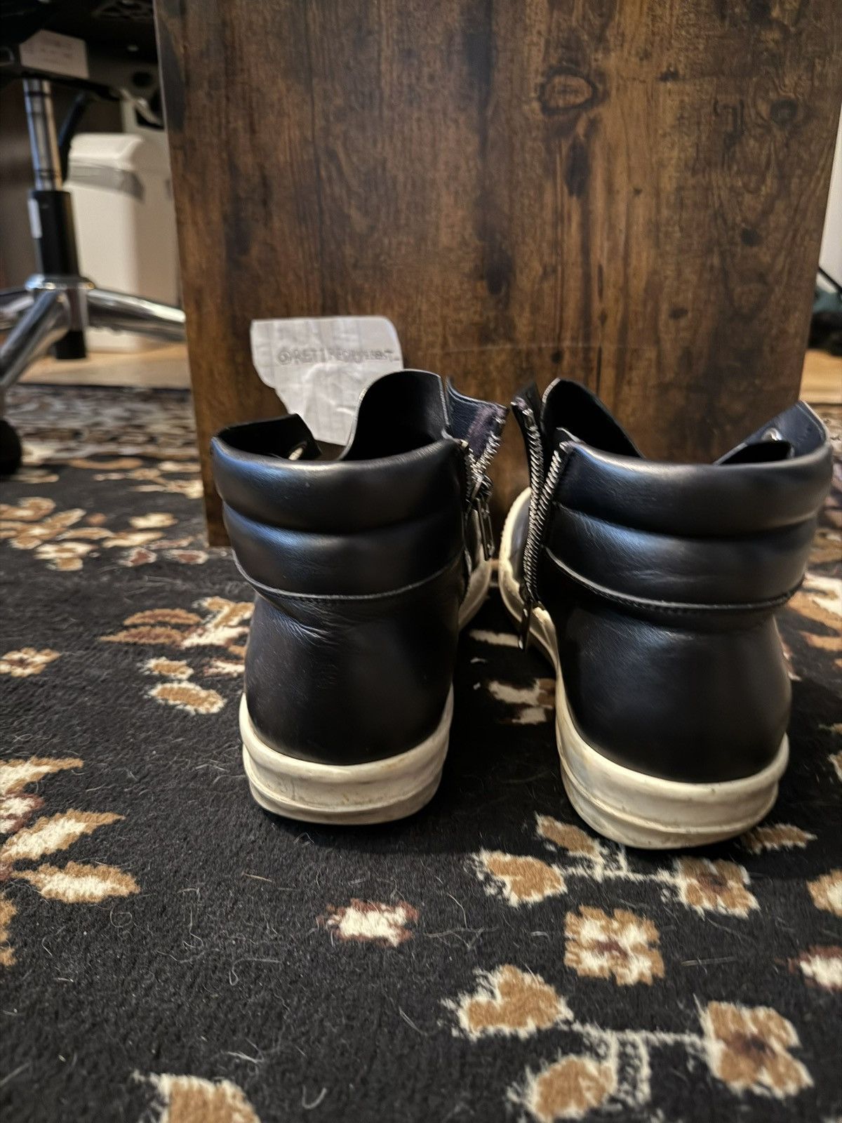 Rick Owens Rick Owens Black Leather High Top Sneakers Size 43 Size US 10 / EU 43 - 5 Thumbnail