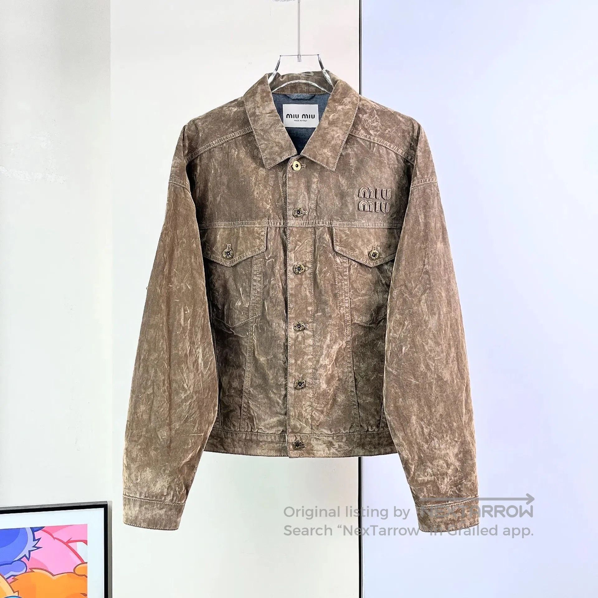 Miu Miu Miu Miu Khaki Velvet Denim Jacket. Size M / US 6-8 / IT 42-44 - 4 Thumbnail