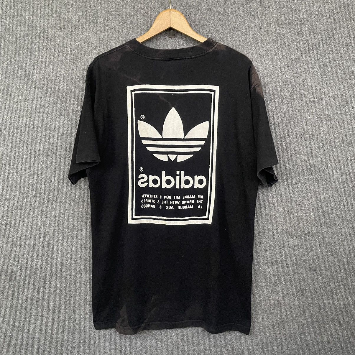 Adidas × Vintage 1990s Adidas Mirror Print Big Logo T Shirt Size US M / EU 48-50 / 2 - 8 Thumbnail