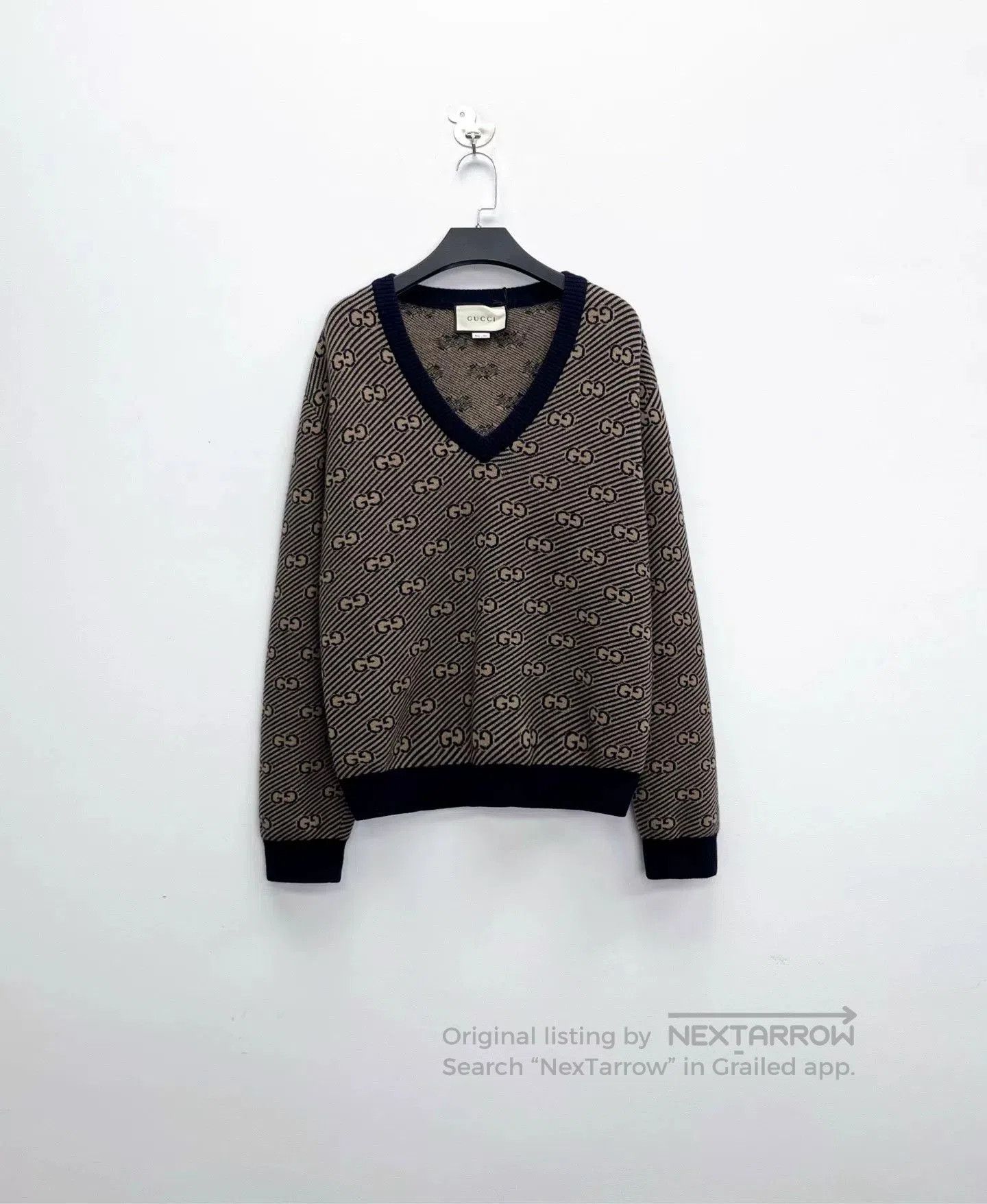 Gucci Gucci Camel Striped Double G Monogram Knit Sweater. Size US M / EU 48-50 / 2 - 1 Thumbnail