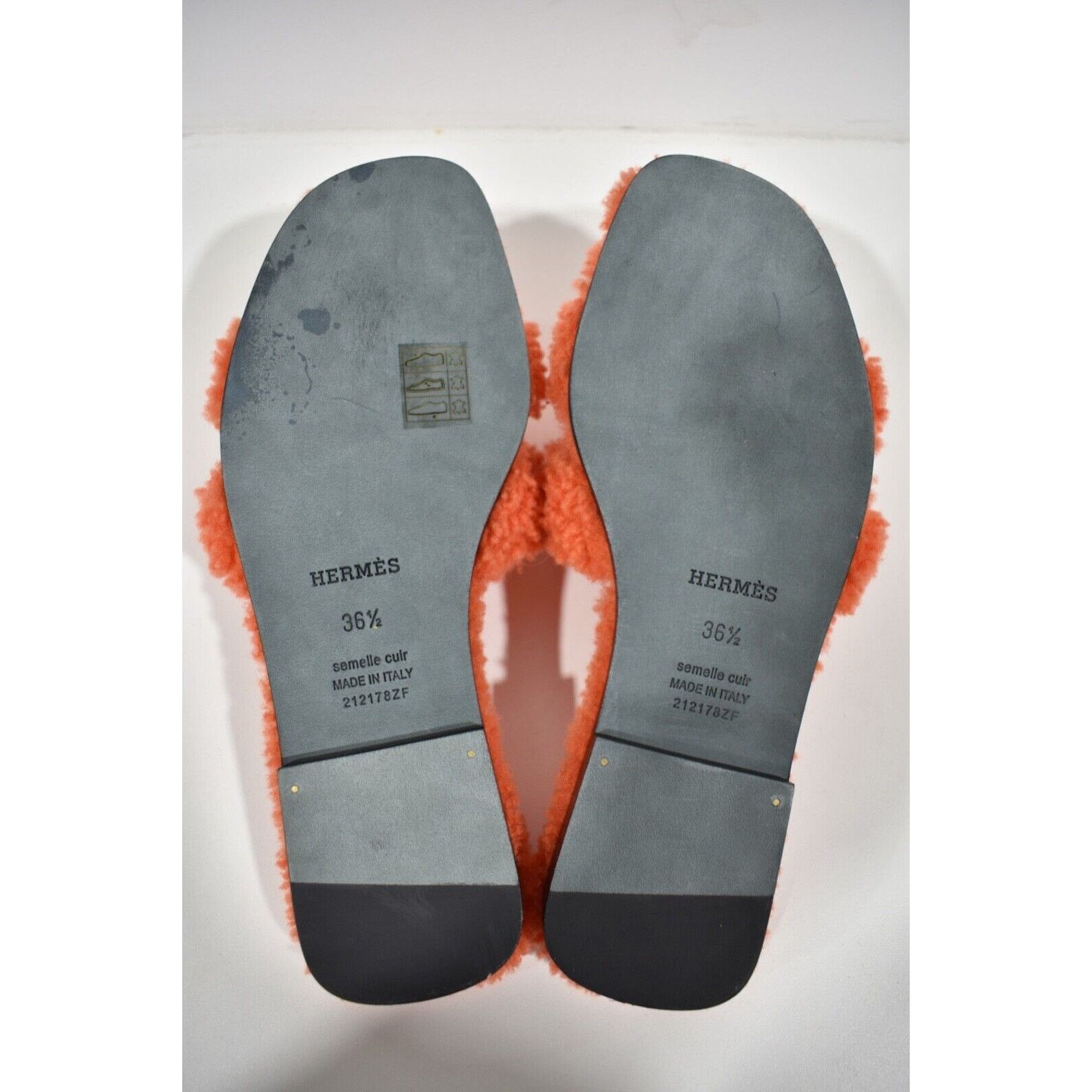 Hermes Hermes Oran Teddy Shearling Fur Orange H Logo Slide Size US 6.5 / IT 36.5 - 12 Thumbnail
