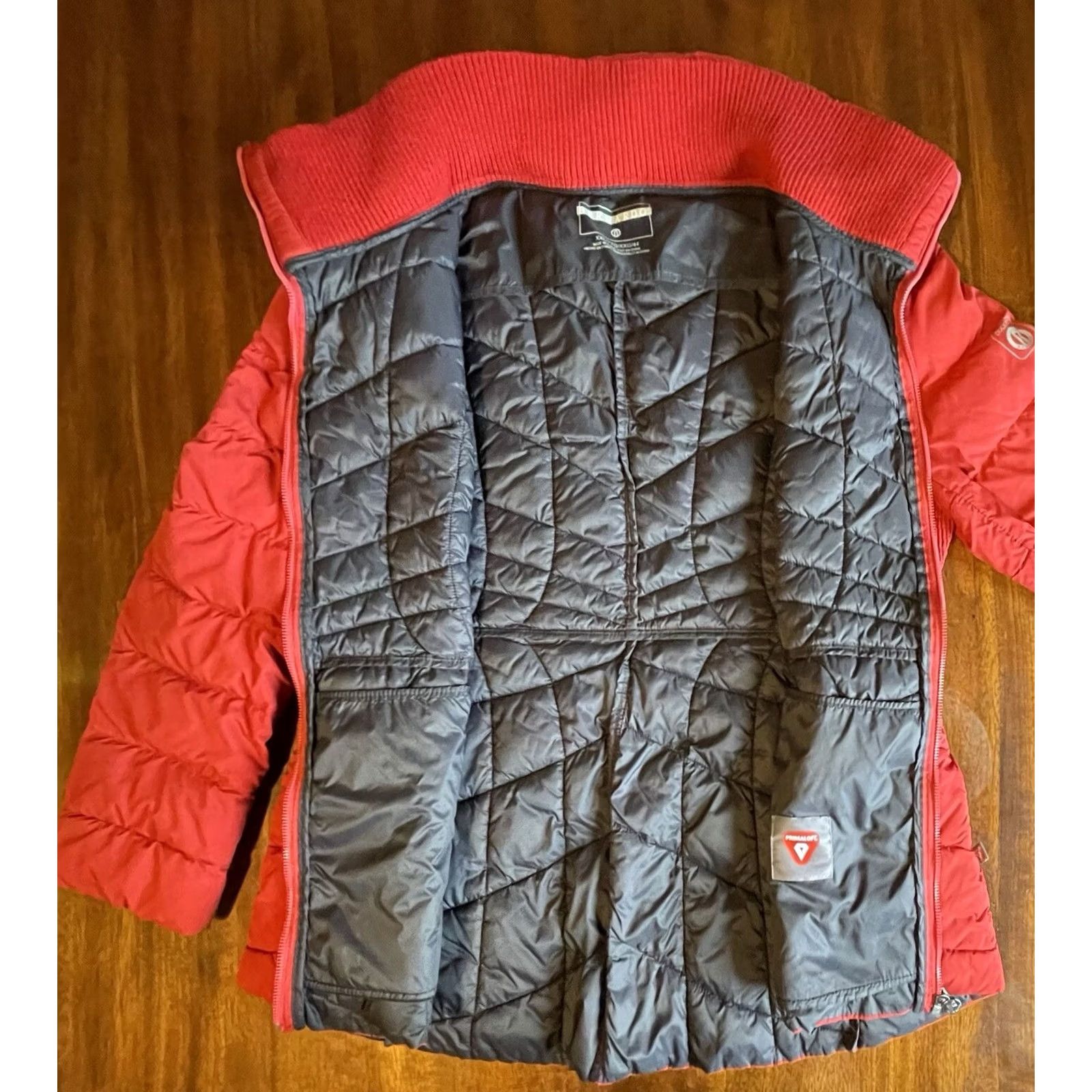 Vintage Bernardo 2XL Puffer Jacket Women’s Full Zip Hood Red Solid Quilted Logo Zip Pockets Insulated Long Sleeve Mid-Length Christmas Outerwear Size XXL / US 16-18 / IT 52-54 - 5 Thumbnail