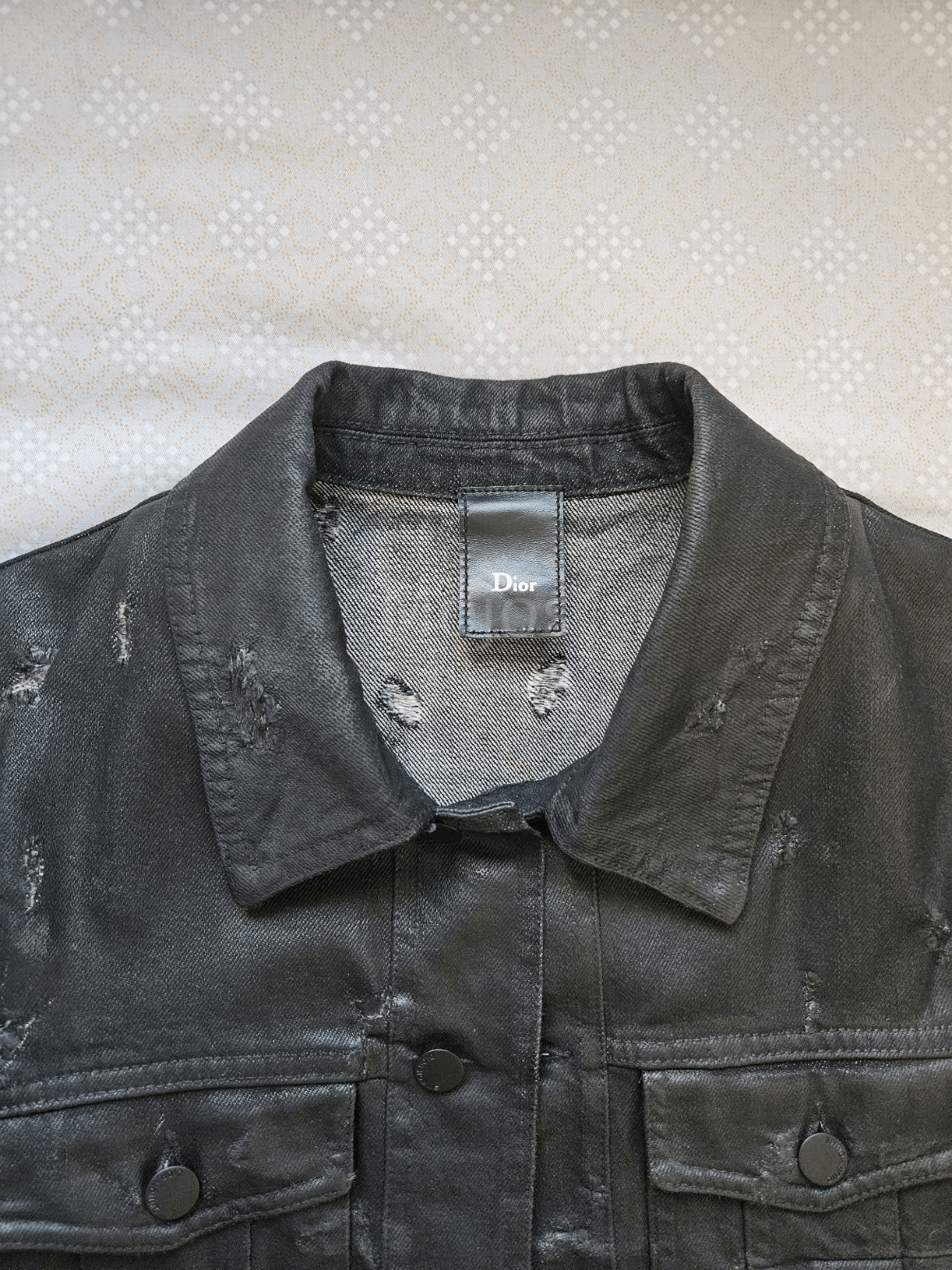 Sz 44 Dior Homme 04SS By Hedi Waxed Distressed Denim Jacket