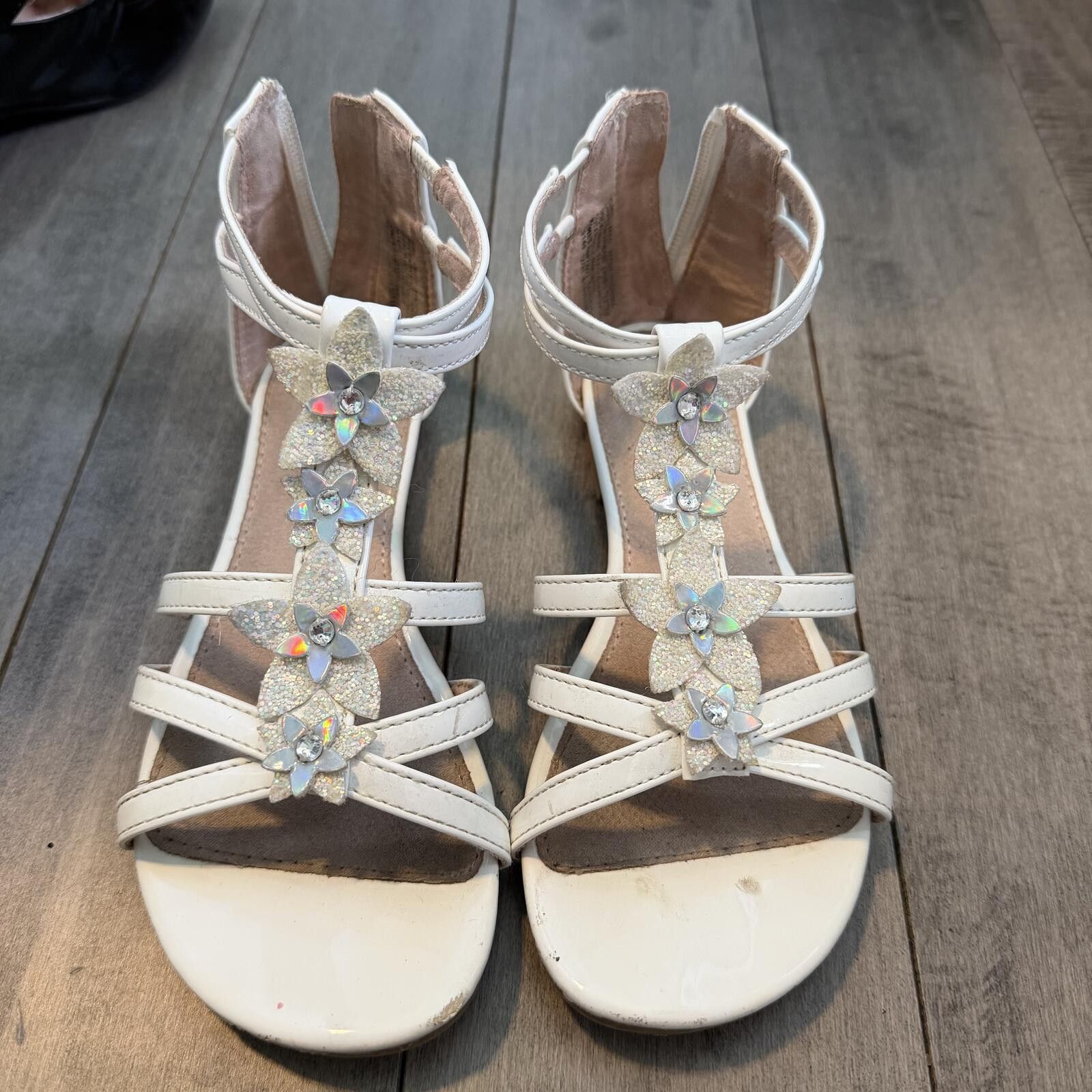 Anti Social Social Club So Girls White Floral Embellished Strappy Sandals Size 1 Med Size US 4 / IT 34 - 7 Thumbnail