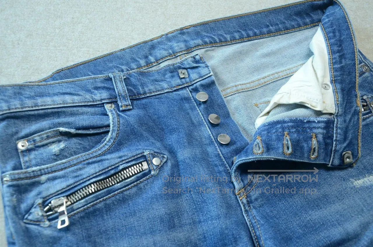 Balmain Balmain Classic Knee Fold Biker Jeans. Size US 31 - 5 Thumbnail
