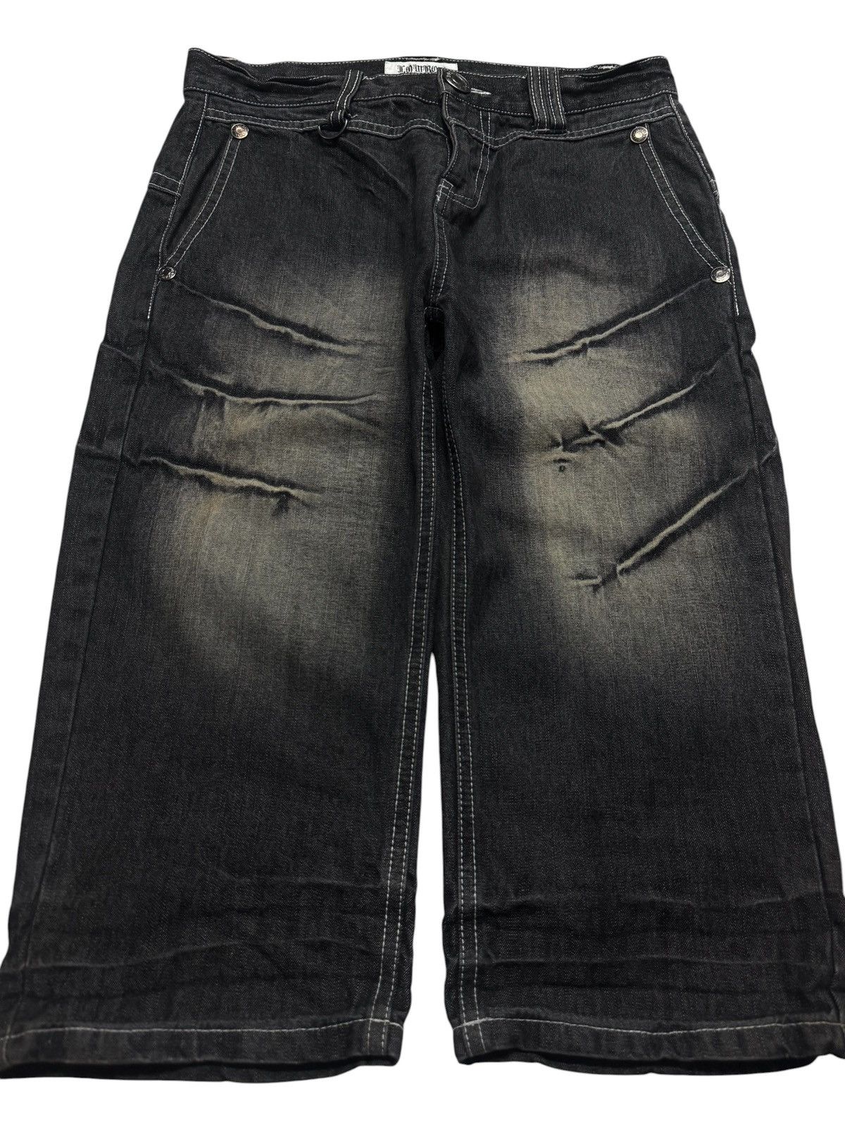 Tornado Mart 💥INSANE💥VINTAGE LOWBOX CLAW MUDWASH BUCKLE BACK SHORT JEANS Size US 30 / EU 46 - 2 Thumbnail