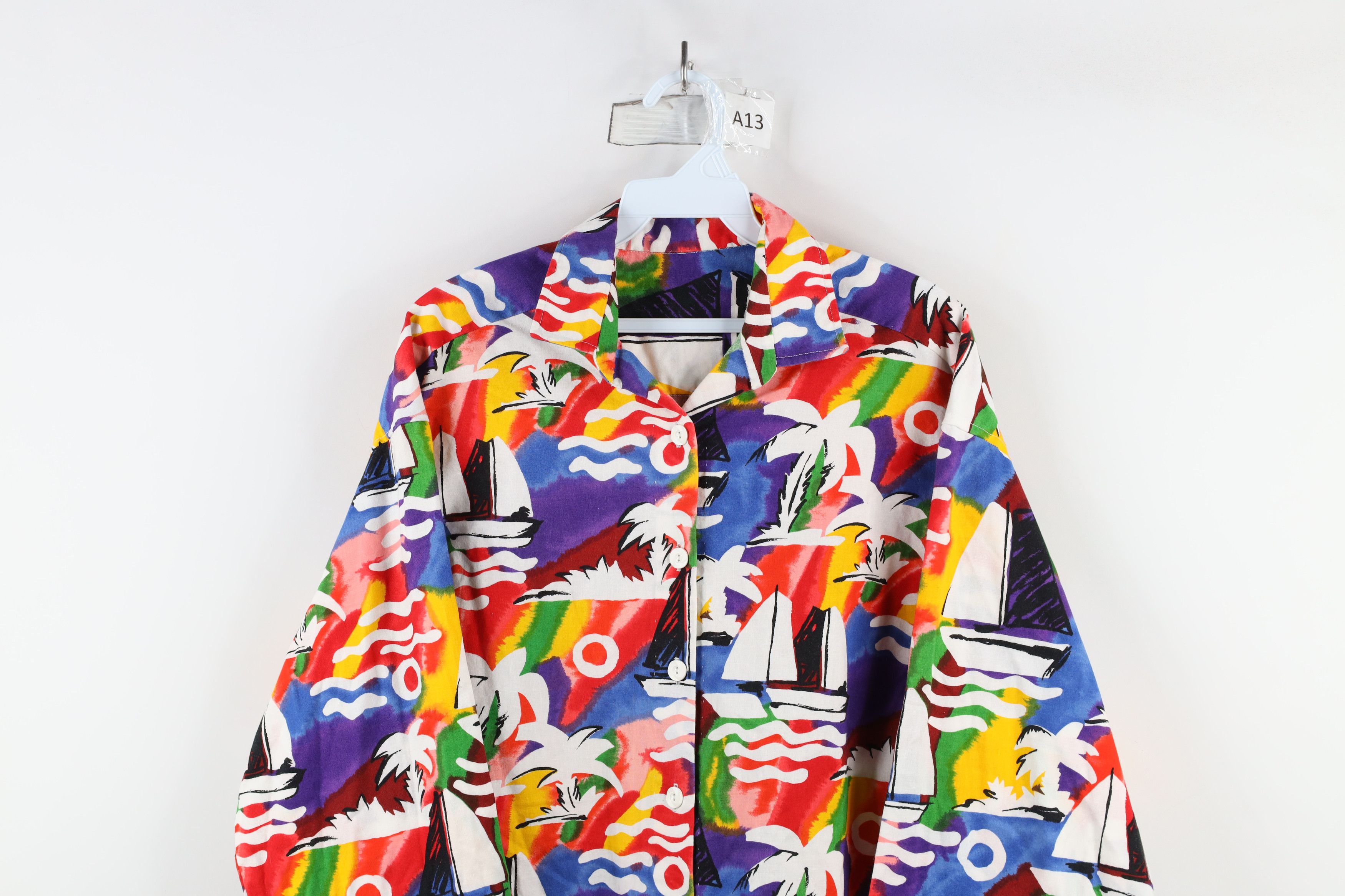 Vintage Vintage 90s Streetwear Rainbow Beach Tunic Button Shirt Size L / US 10 / IT 46 - 2 Thumbnail
