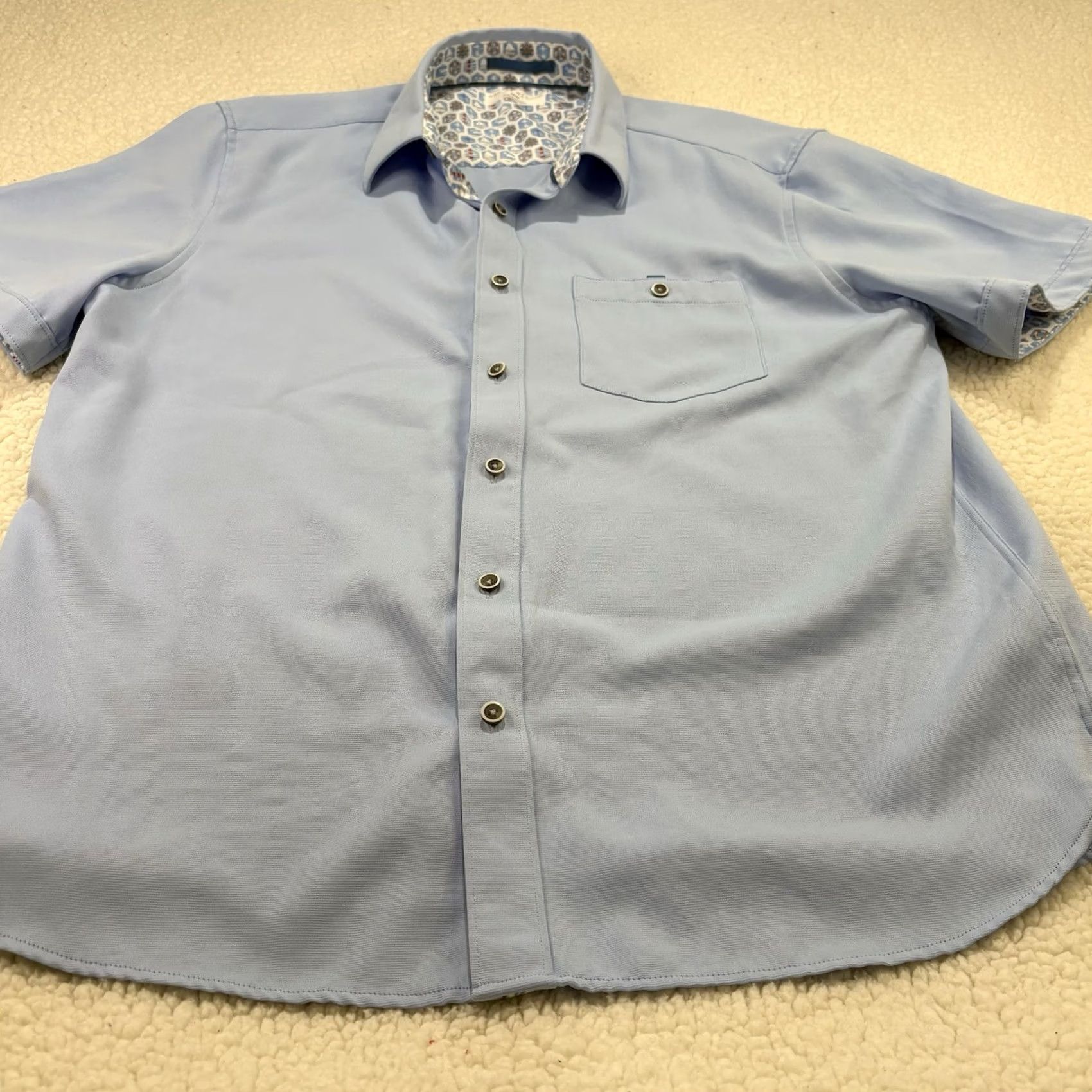 Vintage Age Of Wisdom Shirt Mens Medium Light Blue Button Up Pocket Performance Stretch Size US M / EU 48-50 / 2 - 2 Thumbnail