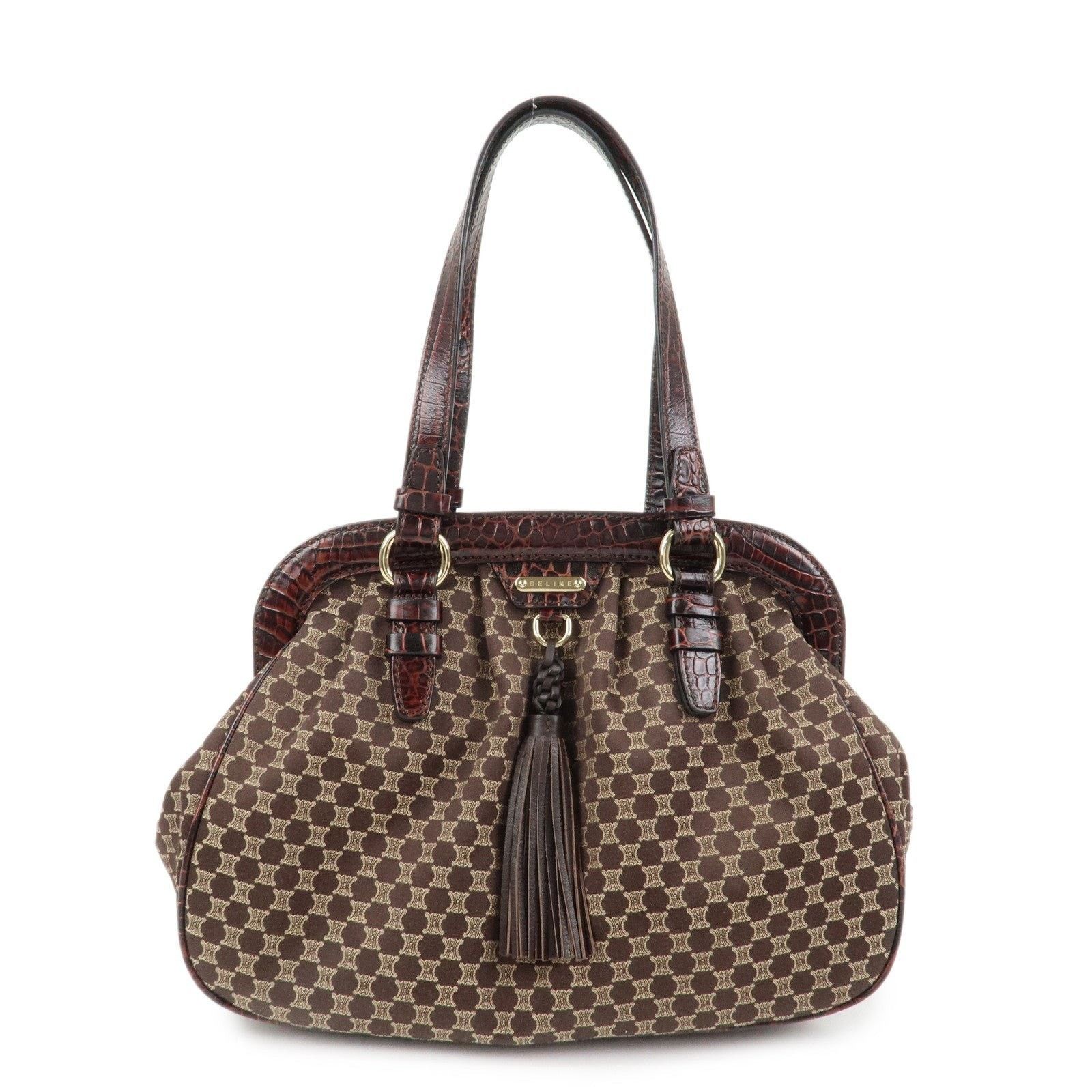 Celine Celine Macadam Triomphe Coated Canvas Shoulder Bag Brown Size ONE SIZE - 1 Thumbnail