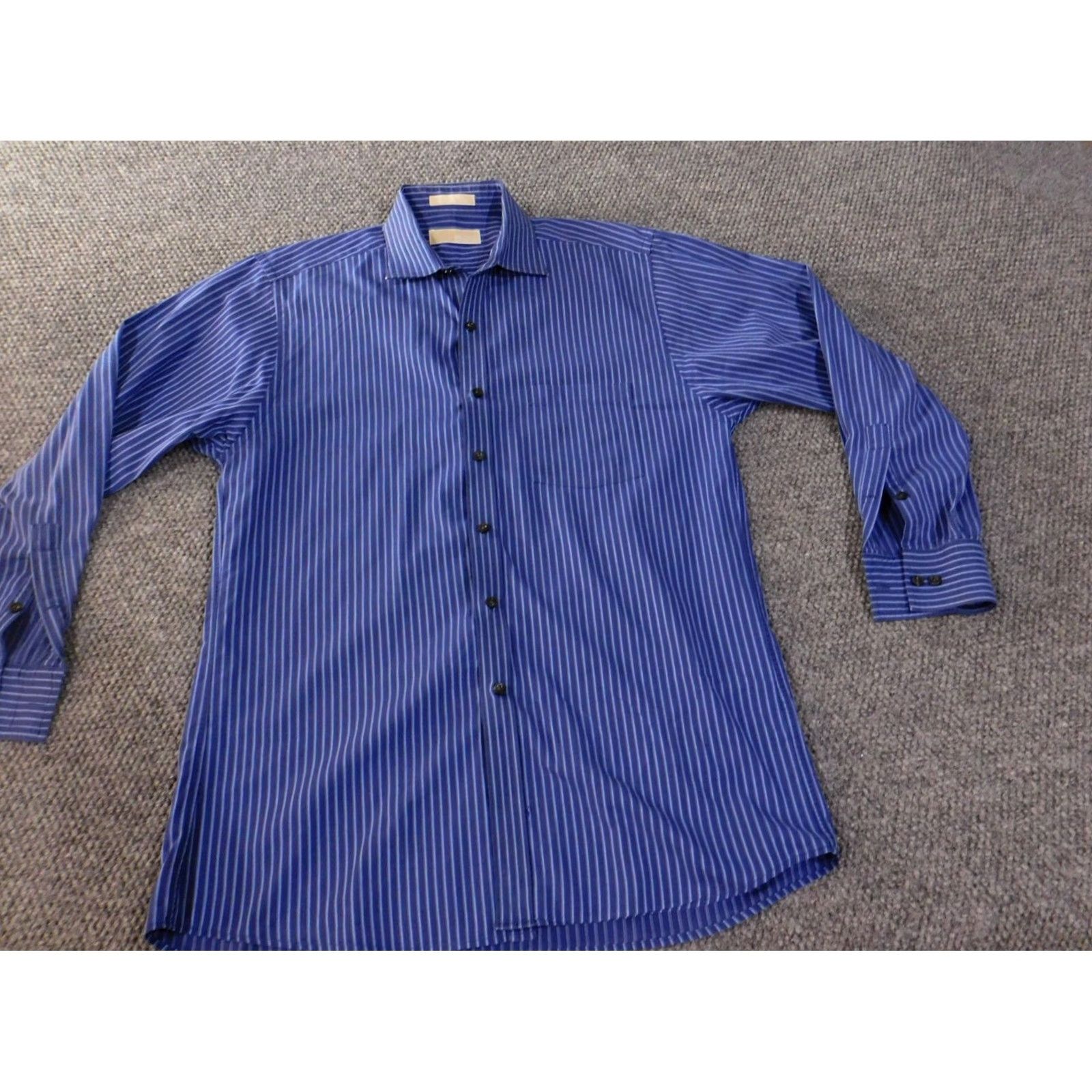 Michael Kors Michael Kors Shirt Men 15.5 Blue Striped Button Down Casual Regular Fit Size US L / EU 52-54 / 3 - 3 Thumbnail