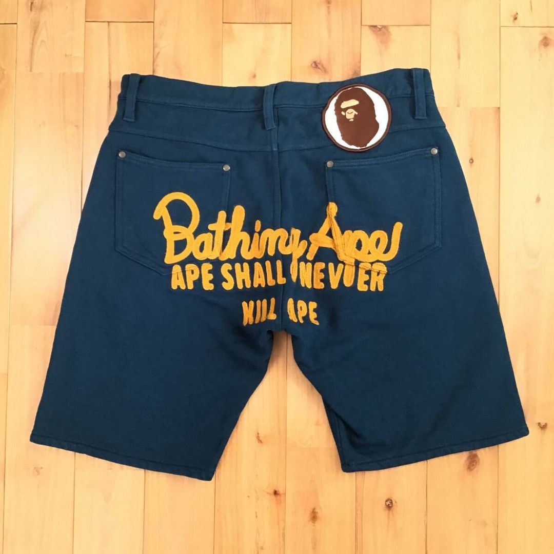 BAPE Champion Embroidered Sweat Shorts Navy APE ☆size S
