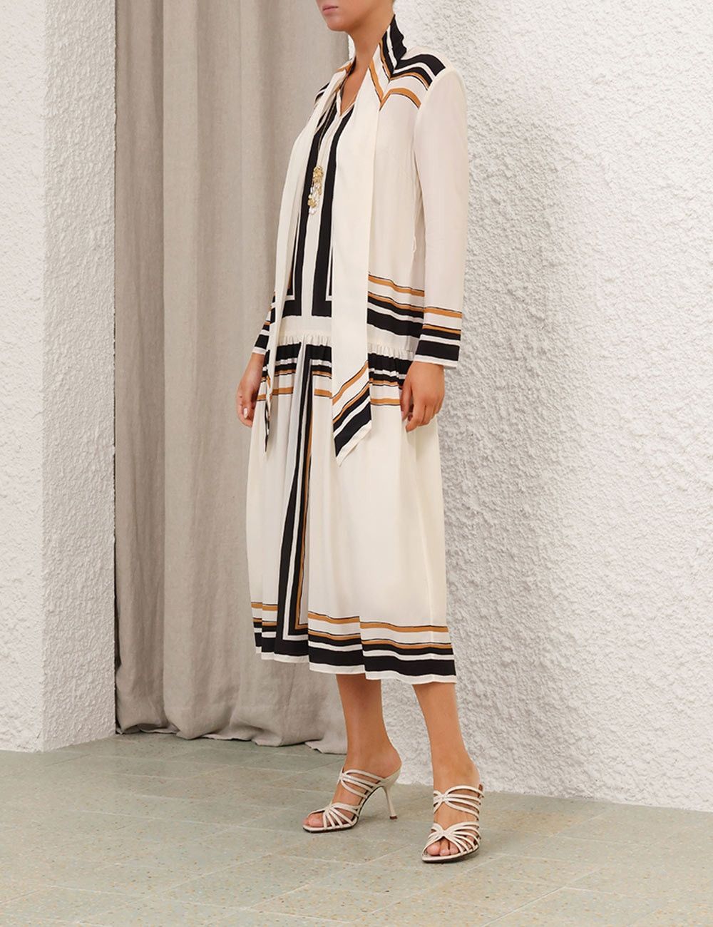 Zimmermann oc11z1025 Tie Neck Midi Dress in Multicolor Size M / US 6-8 / IT 42-44 - 8 Thumbnail