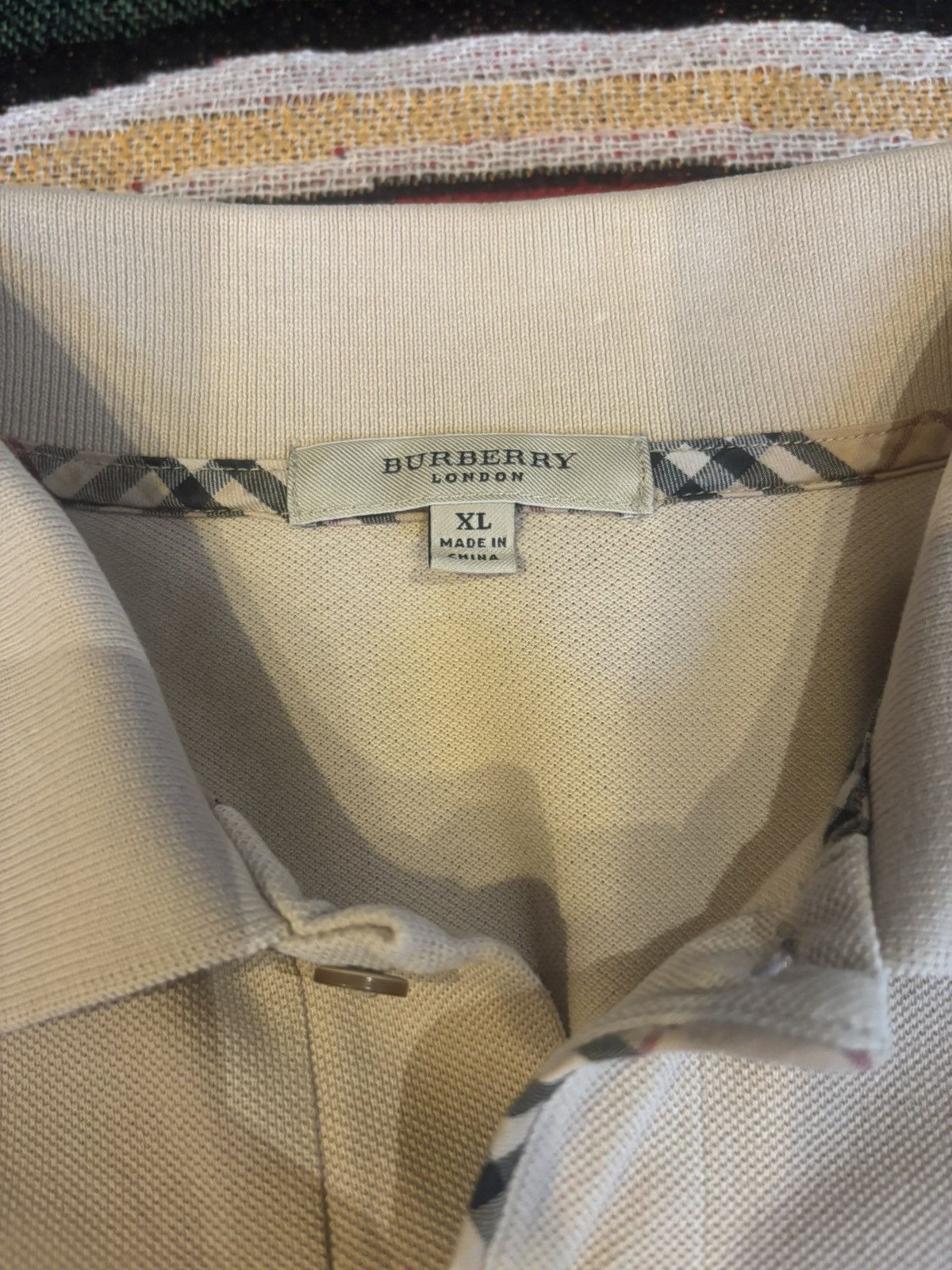 Burberry Rare Beige Burberry London Long Sleeve Polo Shirt Size US XL / EU 56 / 4 - 6 Thumbnail