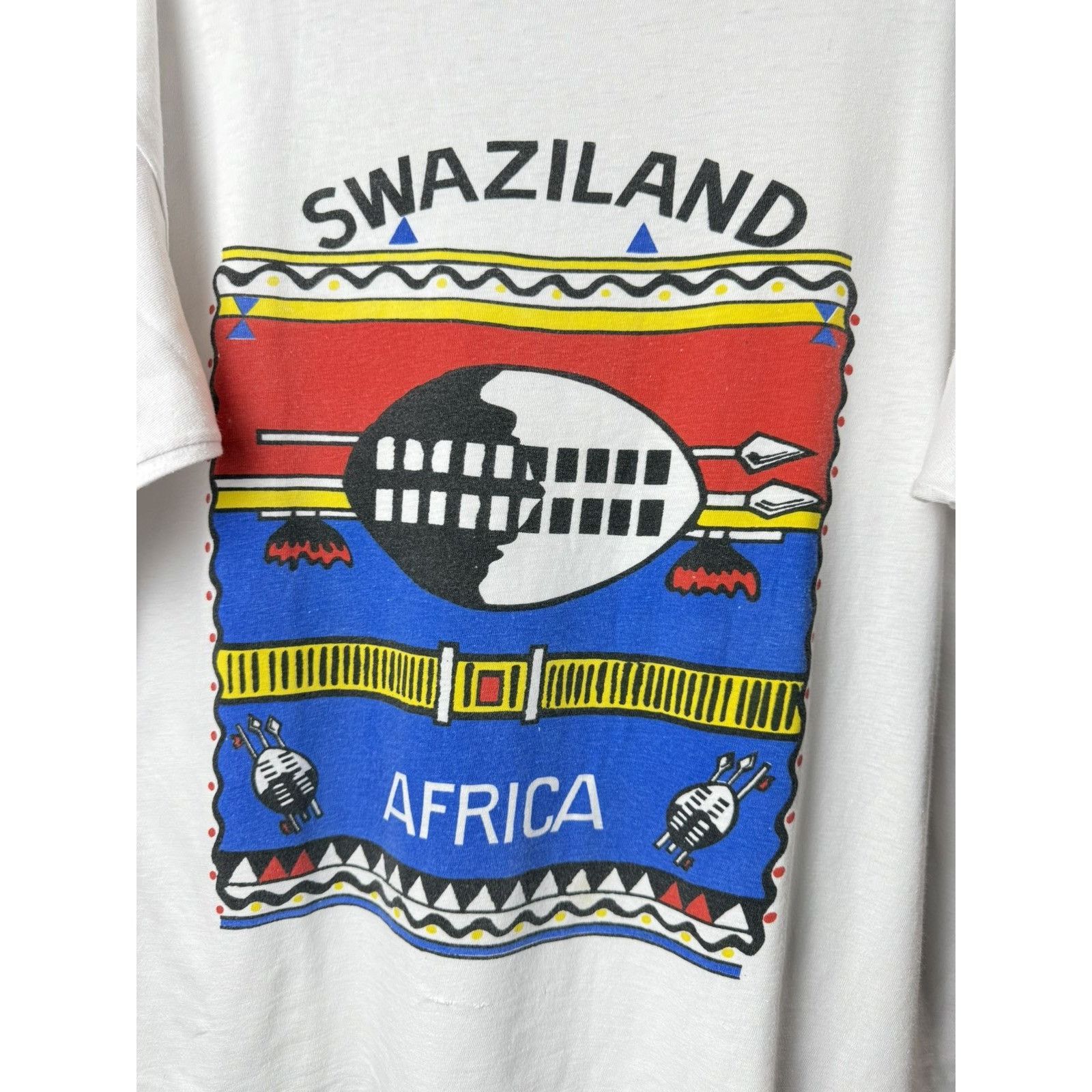 Vintage 80-90’s Rare! Vintage Art Swaziland Africa Boxy T Shirt Size US L / EU 52-54 / 3 - 2 Thumbnail