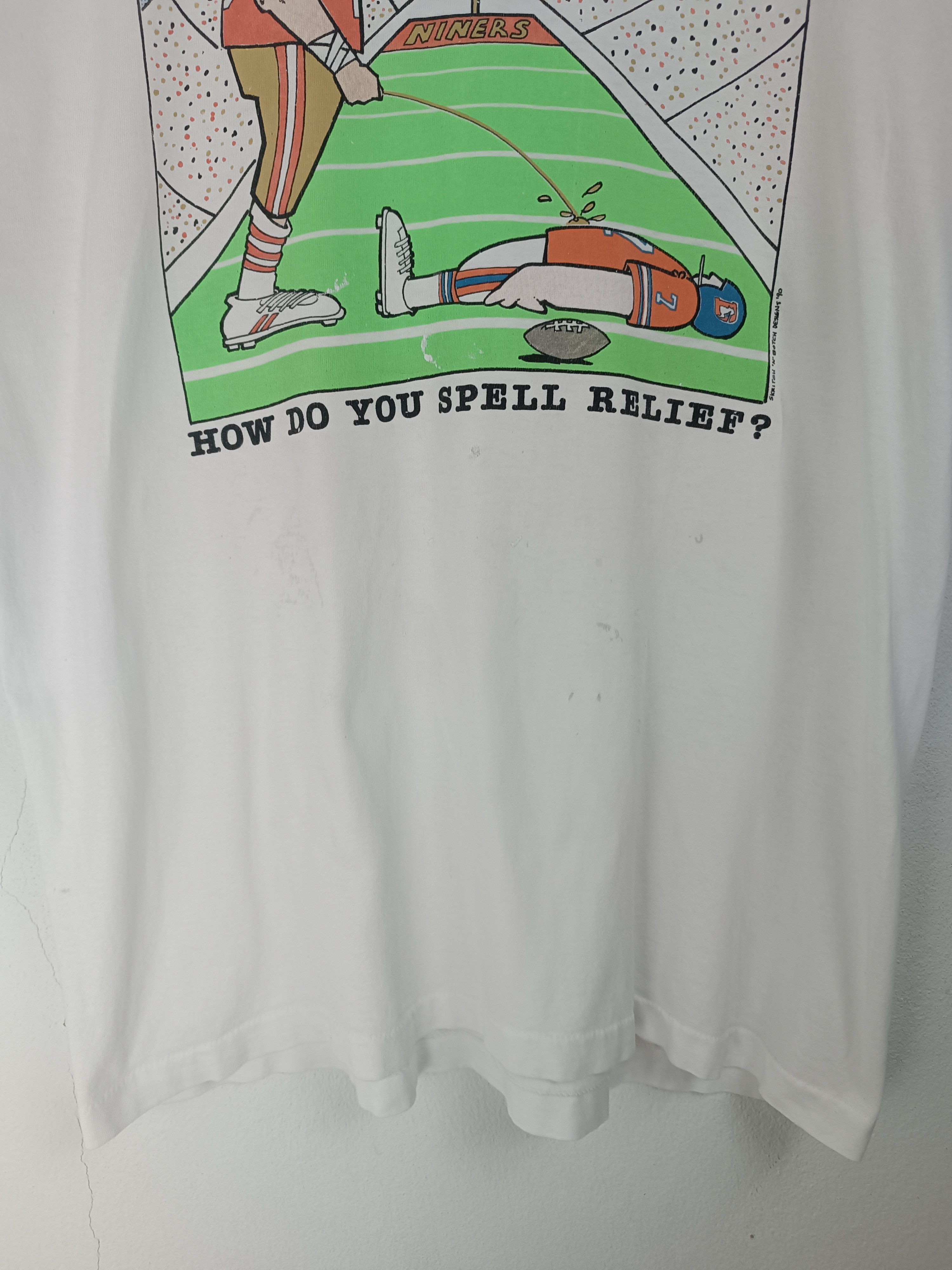 NFL THRASHED FADED VINTAGE 90'S NFL HOW YOU SPELL RELIEF FUNNY Size US XL / EU 56 / 4 - 6 Thumbnail