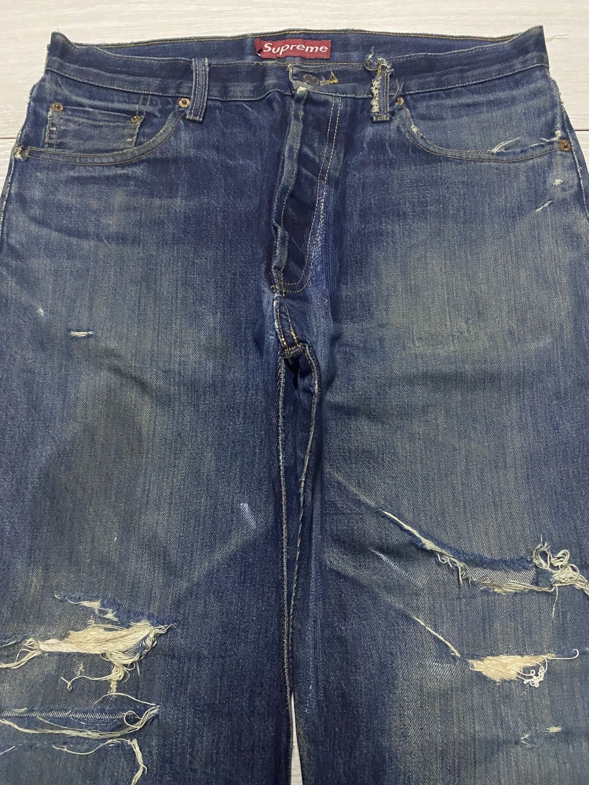 Supreme Vintage Supreme Denim Selvedge Baggy Heavy Repair Jeans Size US 33 - 3 Thumbnail