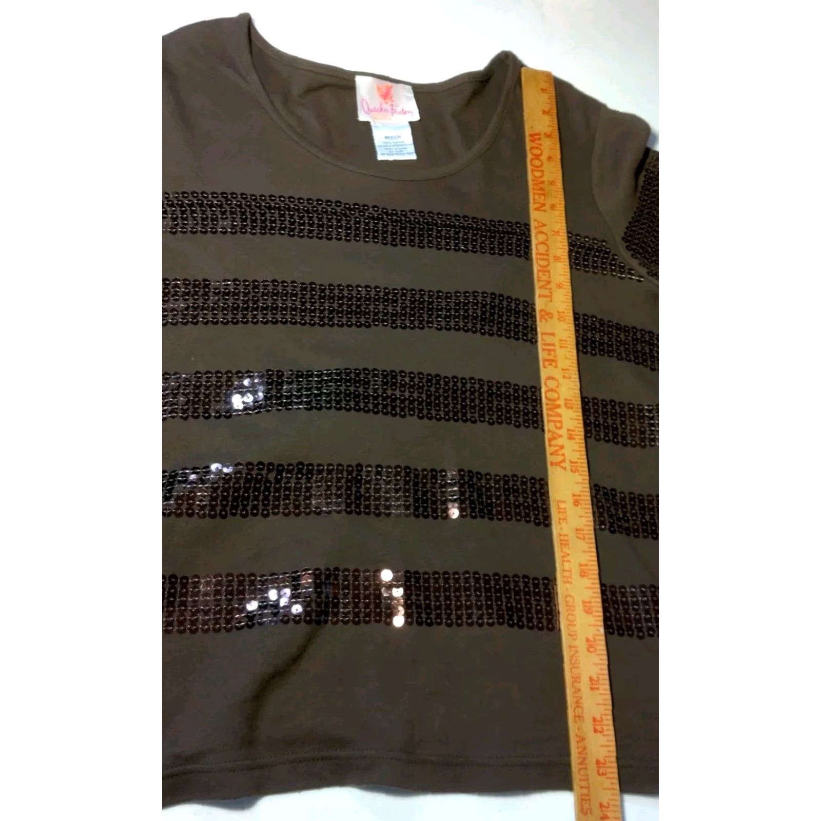 Joe Browns Quacker Factory Shirt Women M Brown Knit Striped Sequin Scoop Neck Casual Sleeve Cotton Regular Sequin Shimmer Party Size M / US 6-8 / IT 42-44 - 6 Thumbnail