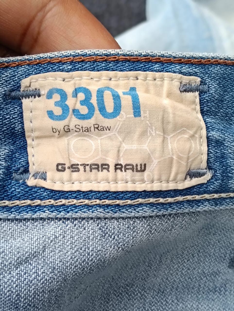 G-Star G-Star RAW 3301 Light Blue Distressed Jeans Paint Splatter. Size US 31 - 8 Thumbnail
