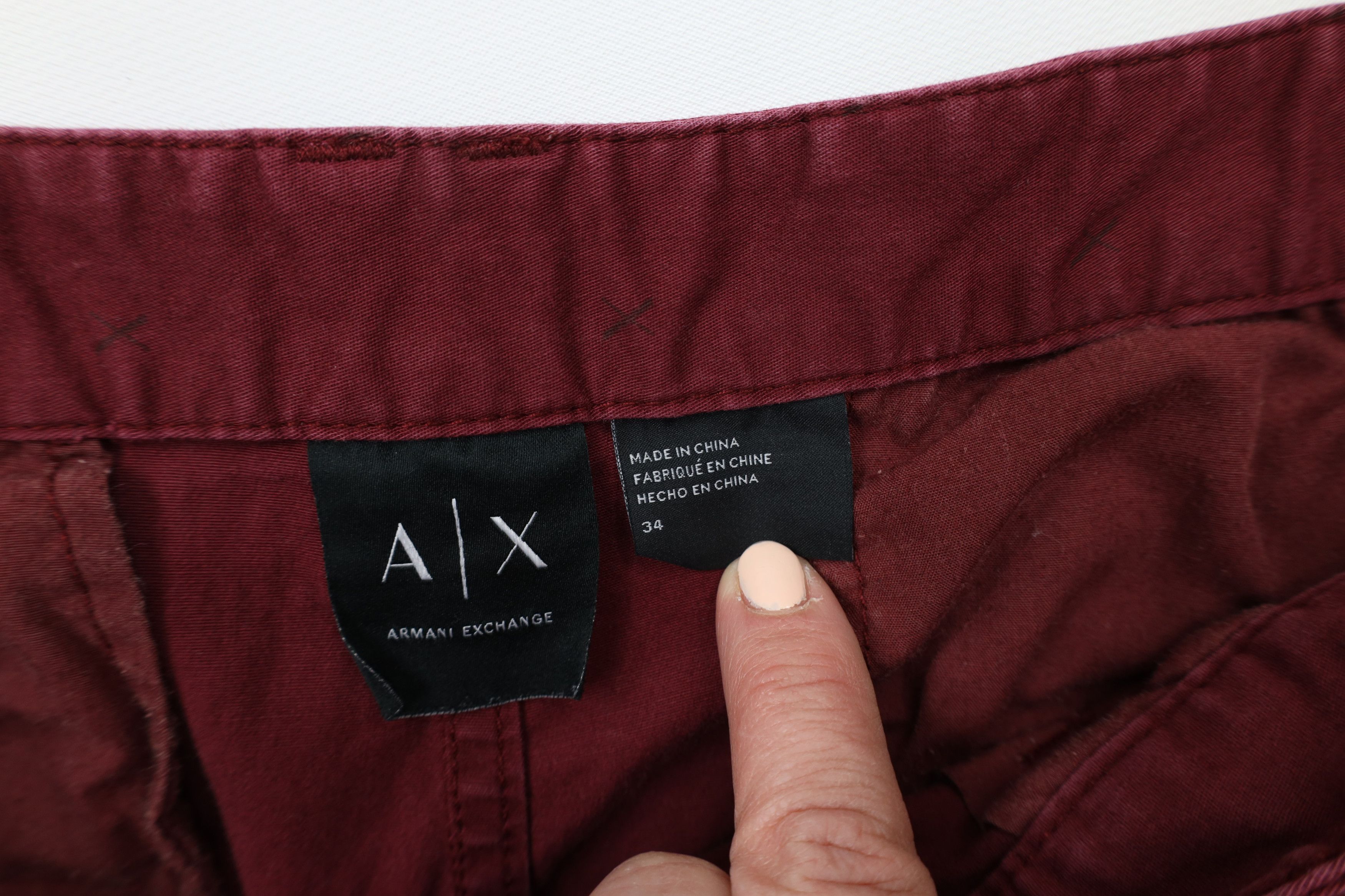 Armani Exchange × Vintage Armani Exchange Spell Out All Over Print Chino Shorts Red Size US 34 / EU 50 - 9 Thumbnail