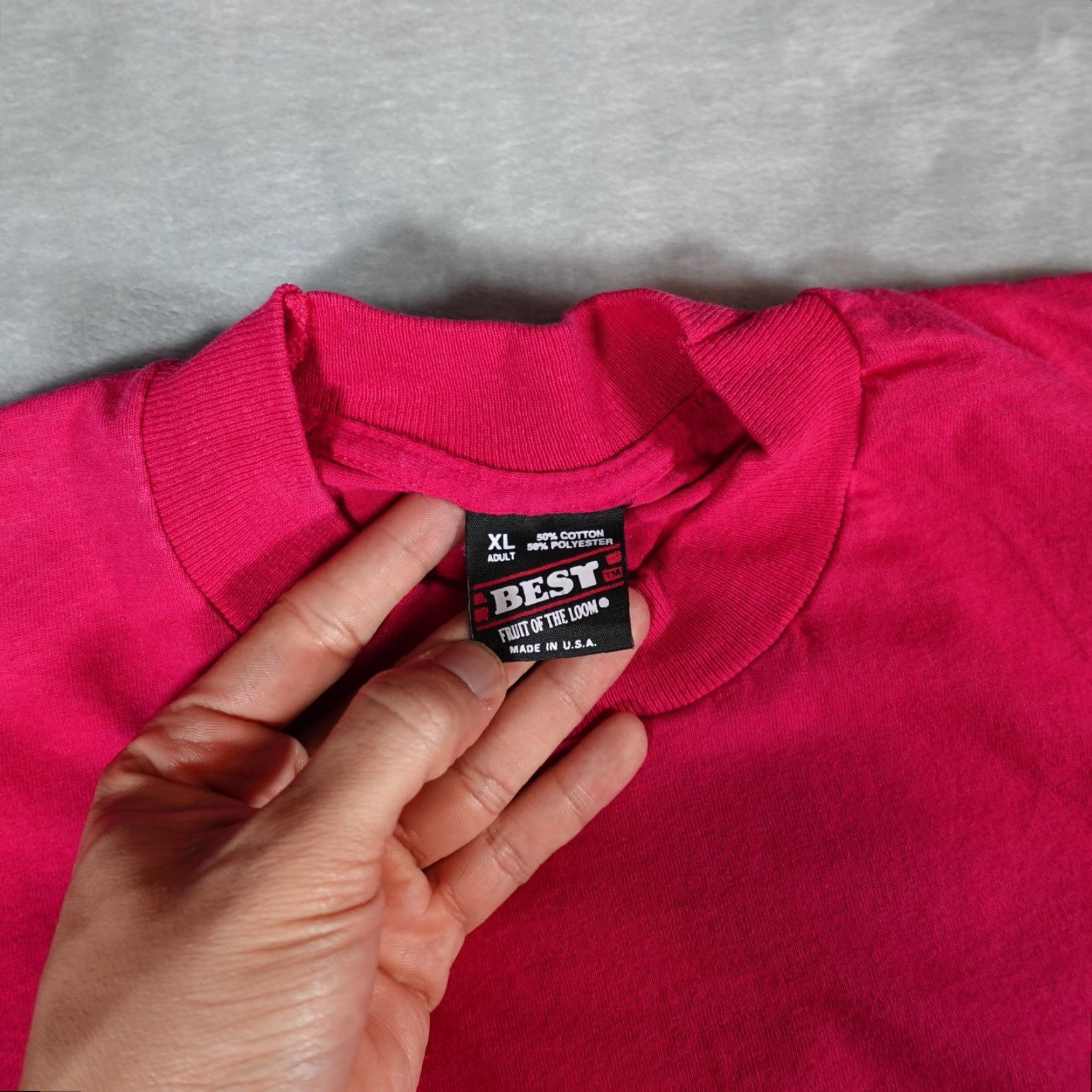 Fruit Of The Loom Vintage Fruit of the Loom Best T Shirt Mens XL Single Stitch Hot Pink 90s Size US XL / EU 56 / 4 - 2 Thumbnail