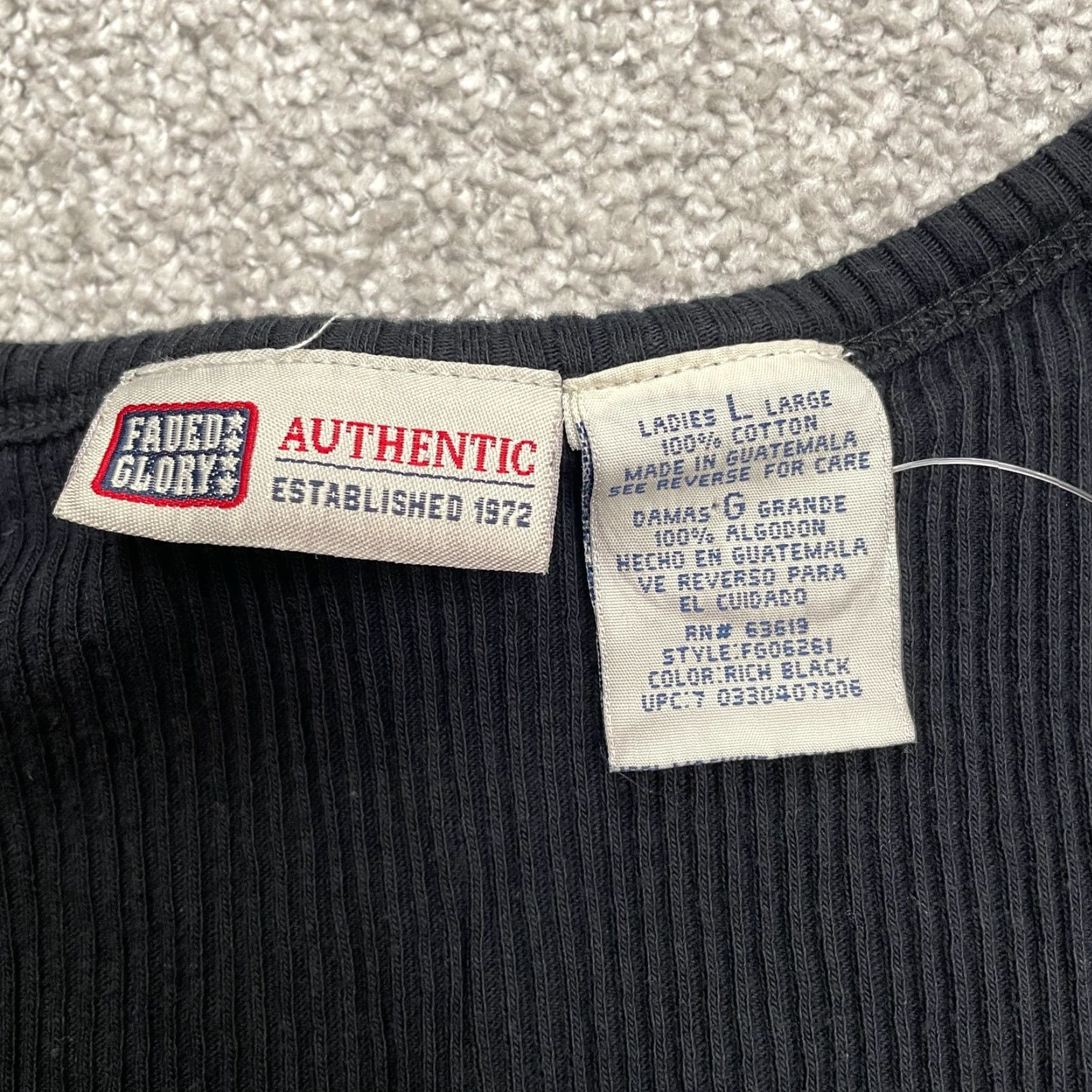 Faded Glory Faded Glory Tank top Womens L Black Cotton Basic Ribbed Knit Sleeveless Casual Stretch Shirt Size L / US 10 / IT 46 - 4 Thumbnail