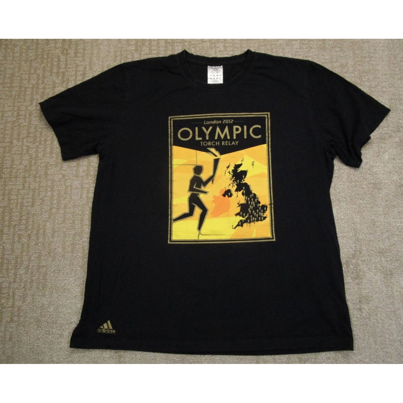 Adidas Adidas Shirt Mens 2XL Black London 2012 Olympic Torch Relay UK Map Tee 2010s Size US XXL / EU 58 / 5 - 2 Thumbnail