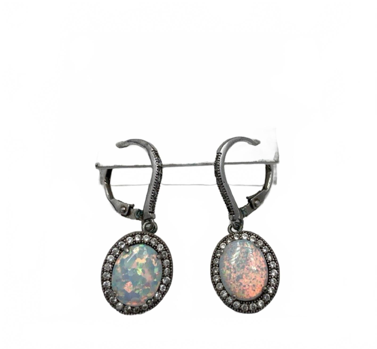 Lauren Ralph Lauren EJI Sterling Silver Opal & Diamond Dangle Earrings Size ONE SIZE - 1 Thumbnail
