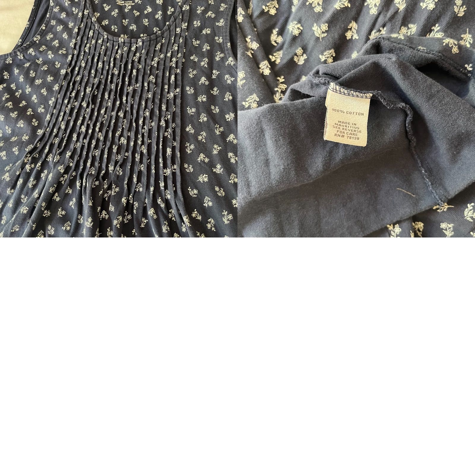 Vintage The Vermont Country Store Women Pintuck Floral Sleeveless Midi Dress M Navy Blue Floral Sleeveless Midi Dress Womens Size M / US 6-8 / IT 42-44 - 8 Thumbnail
