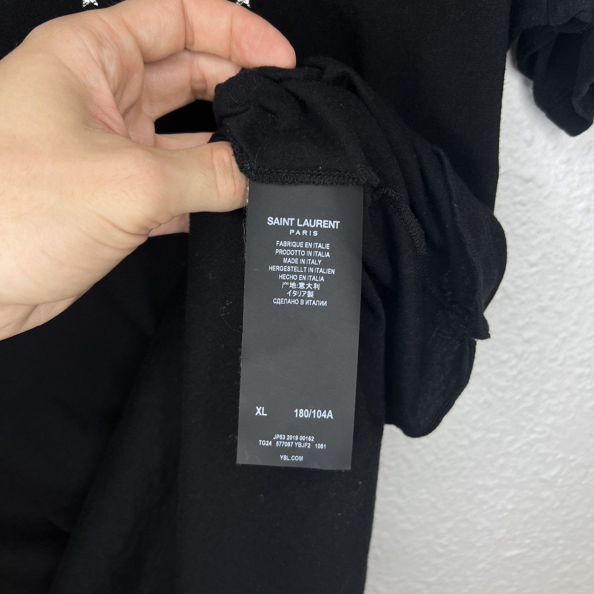 Saint Laurent Paris $420 Saint Laurent Rive Gauche logo star metallic t shirt Size US XL / EU 56 / 4 - 7 Thumbnail