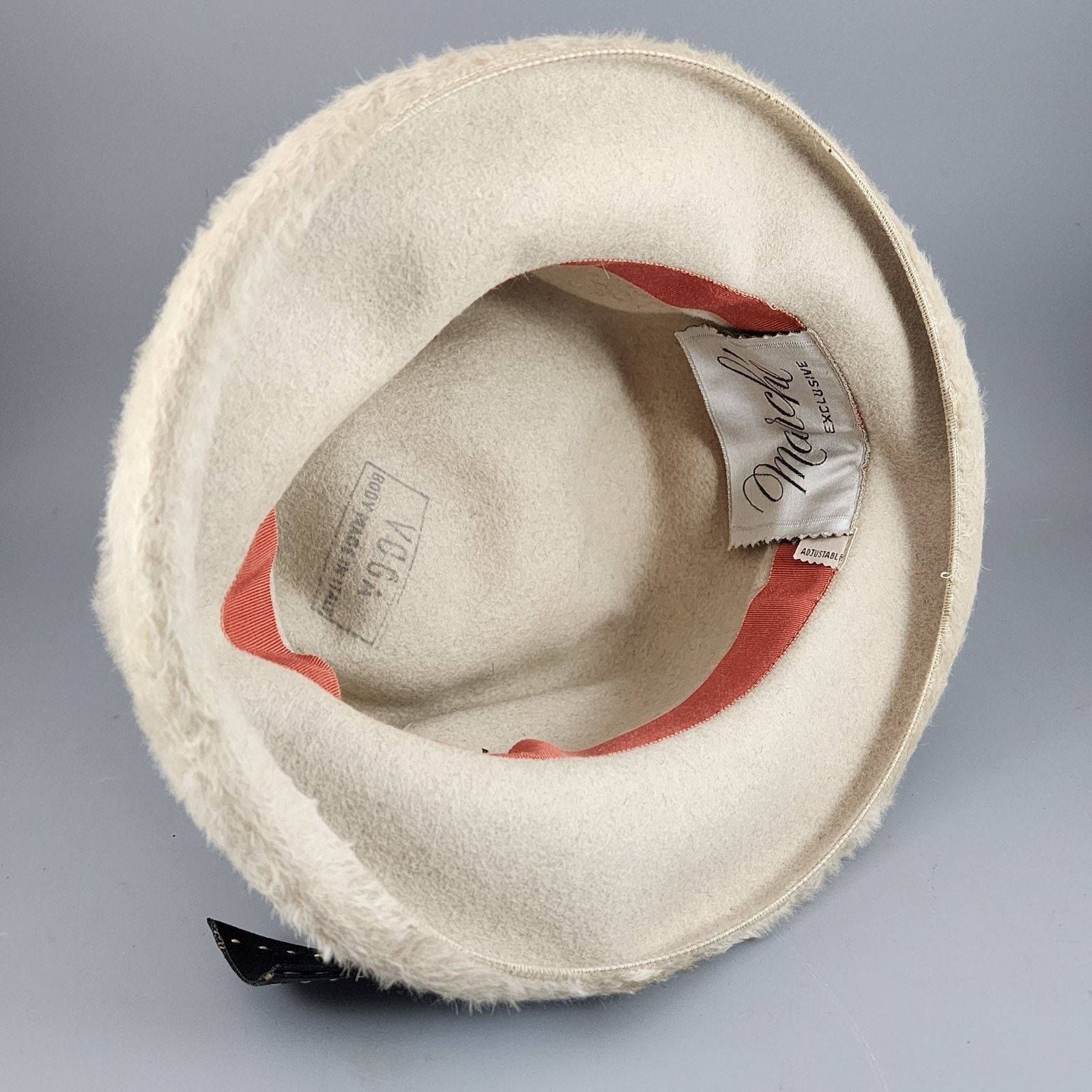 Other Marche Fur Pillbox Style Hat w/Brim & Leather Band – Beige Size ONE SIZE - 6 Thumbnail