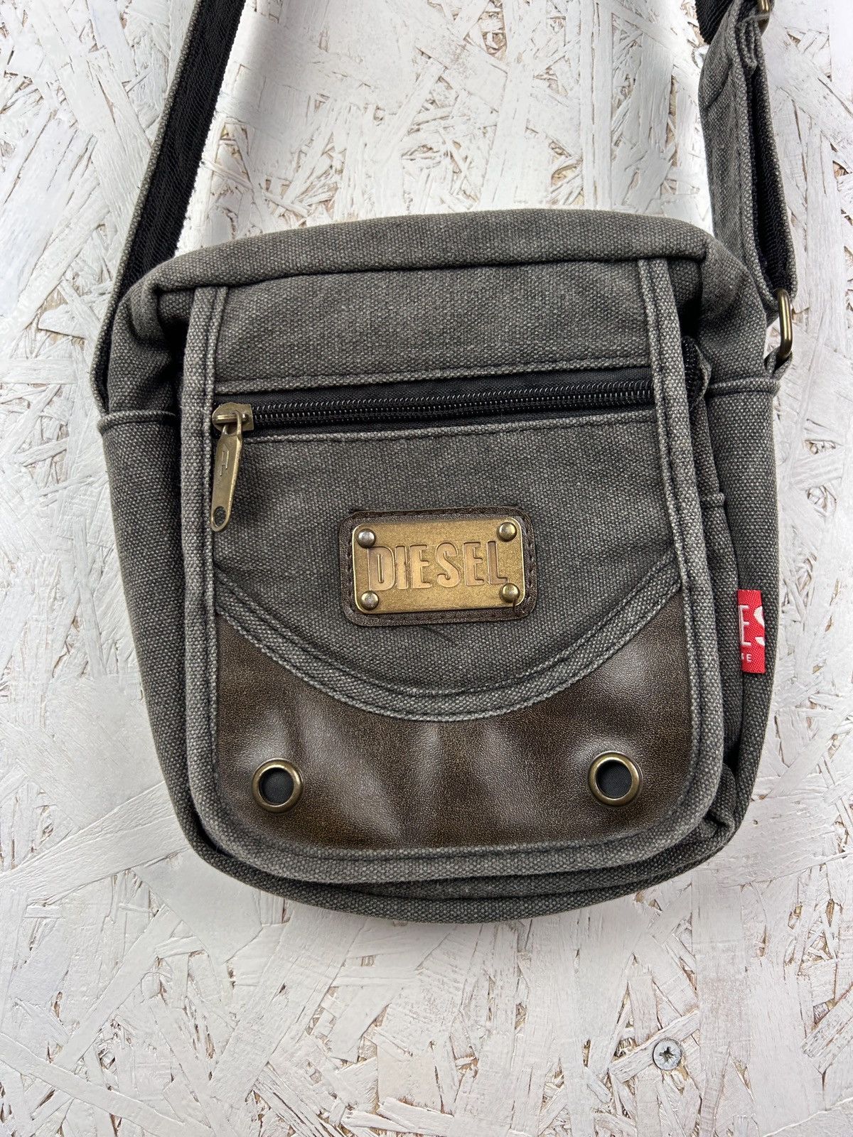 Diesel Denim/leather Shoulder Y2K Messenger Bag in Grey, Men's