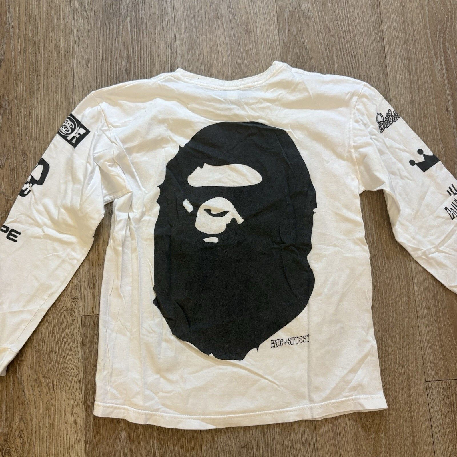 Bape 0029 Bape X Stussy Logos L/S Tee White Medium Size US M / EU 48-50 / 2 - 3 Thumbnail