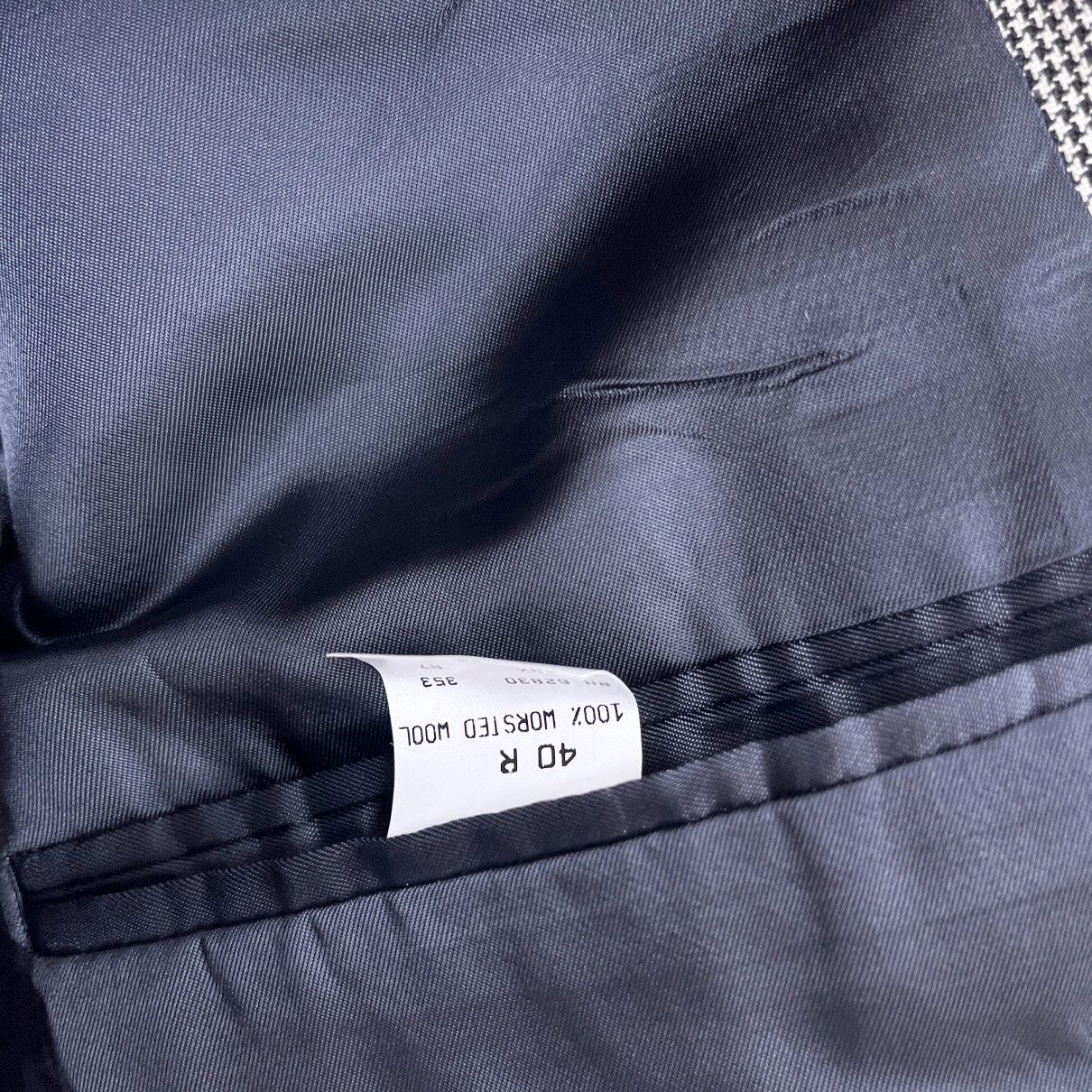 Lands End Worsted Wool Houndstooth Sport Coat Gray 40R