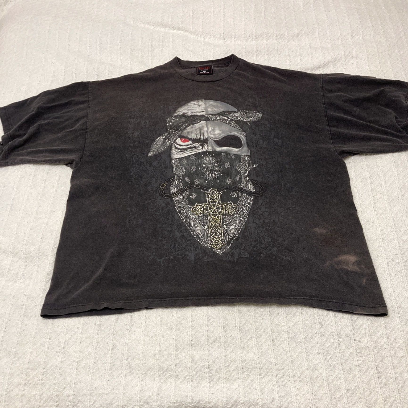 Vintage VINTAGE Red Ape Men T-Shirt 4XL Black Graphic Bandana Rhinestones Size US XXL / EU 58 / 5 - 3 Thumbnail