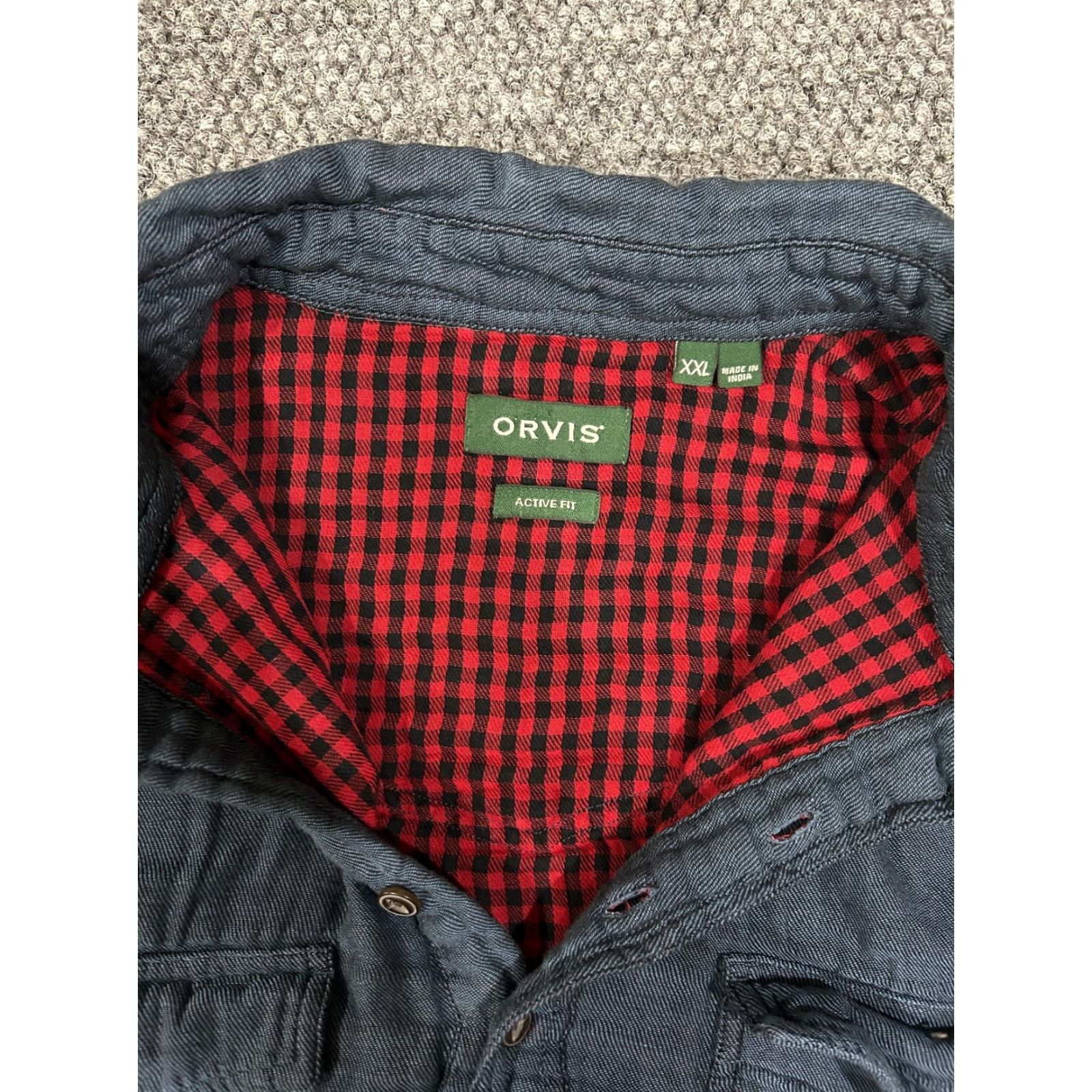 Orvis Orvis Shirt Mens 2XL Blue Chambray Flannel Lined Outdoor Workwear Button Up Size US XXL / EU 58 / 5 - 4 Thumbnail