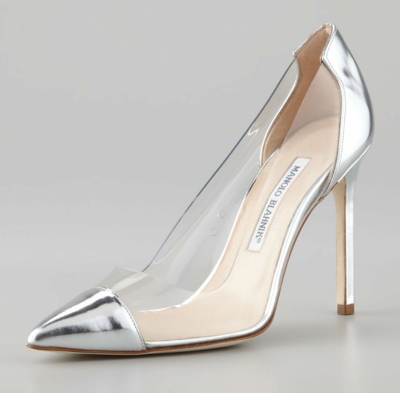 Manolo Blahnik MANOLO BLAHNIK Pacha Pump in clear Pvc and silver captoe Size US 10 / IT 40 - 15 Thumbnail