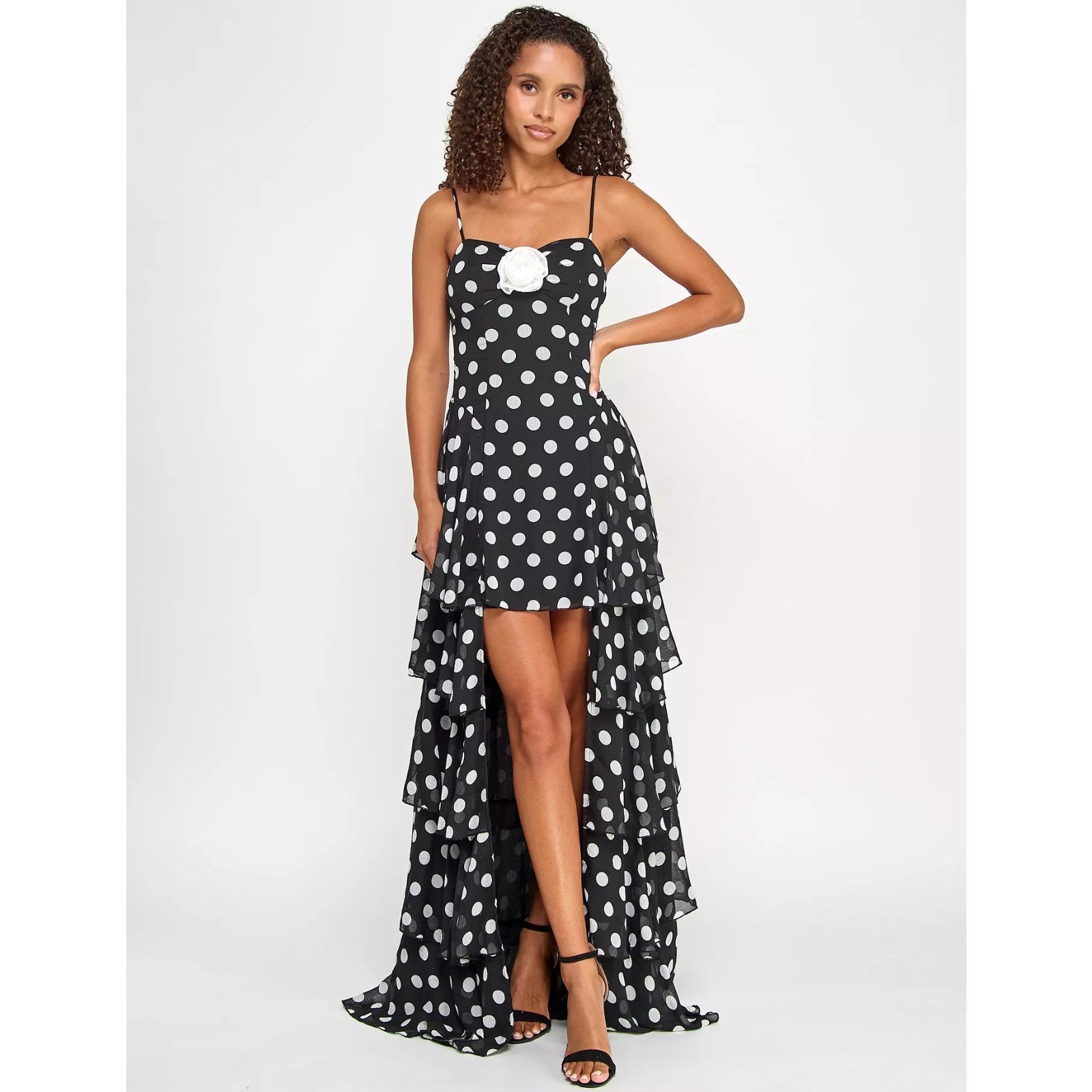 Other City Studios Juniors' Dot Print Ruffled High-Low Chiffon Size S / US 4 / IT 40 - 1 Thumbnail