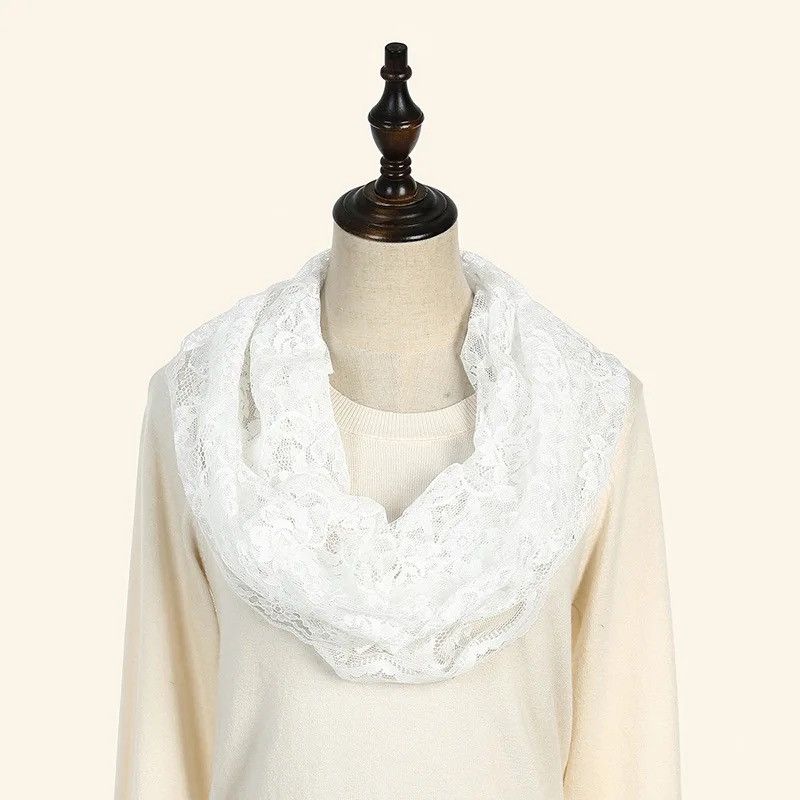 Vintage White Flower Lace Scarf 🌺🧣 Size ONE SIZE - 2 Thumbnail