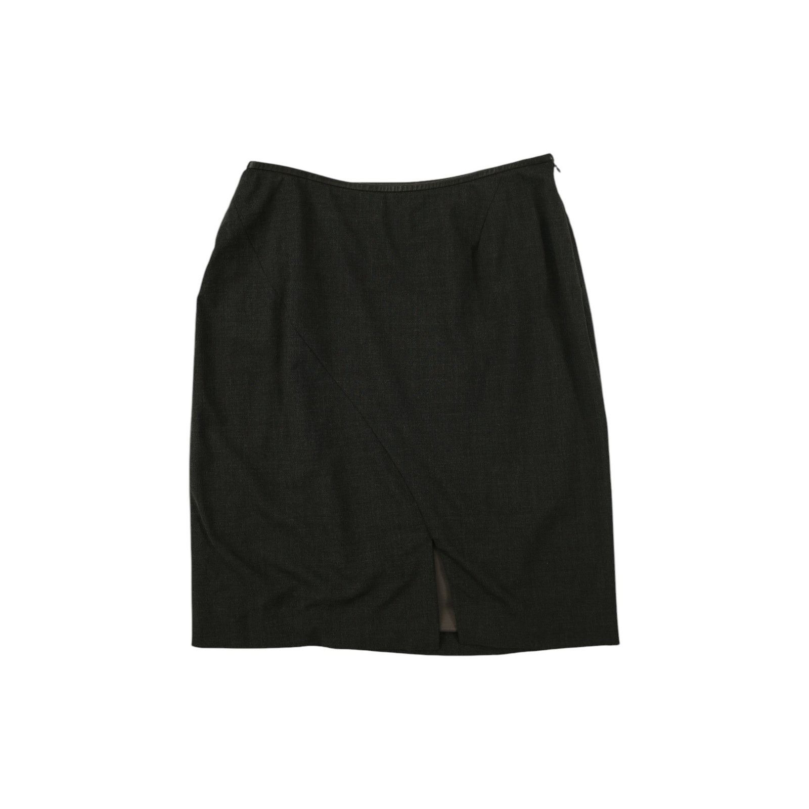 by Tom Ford F/W 1998 Leather Waist Wool Black Skirt