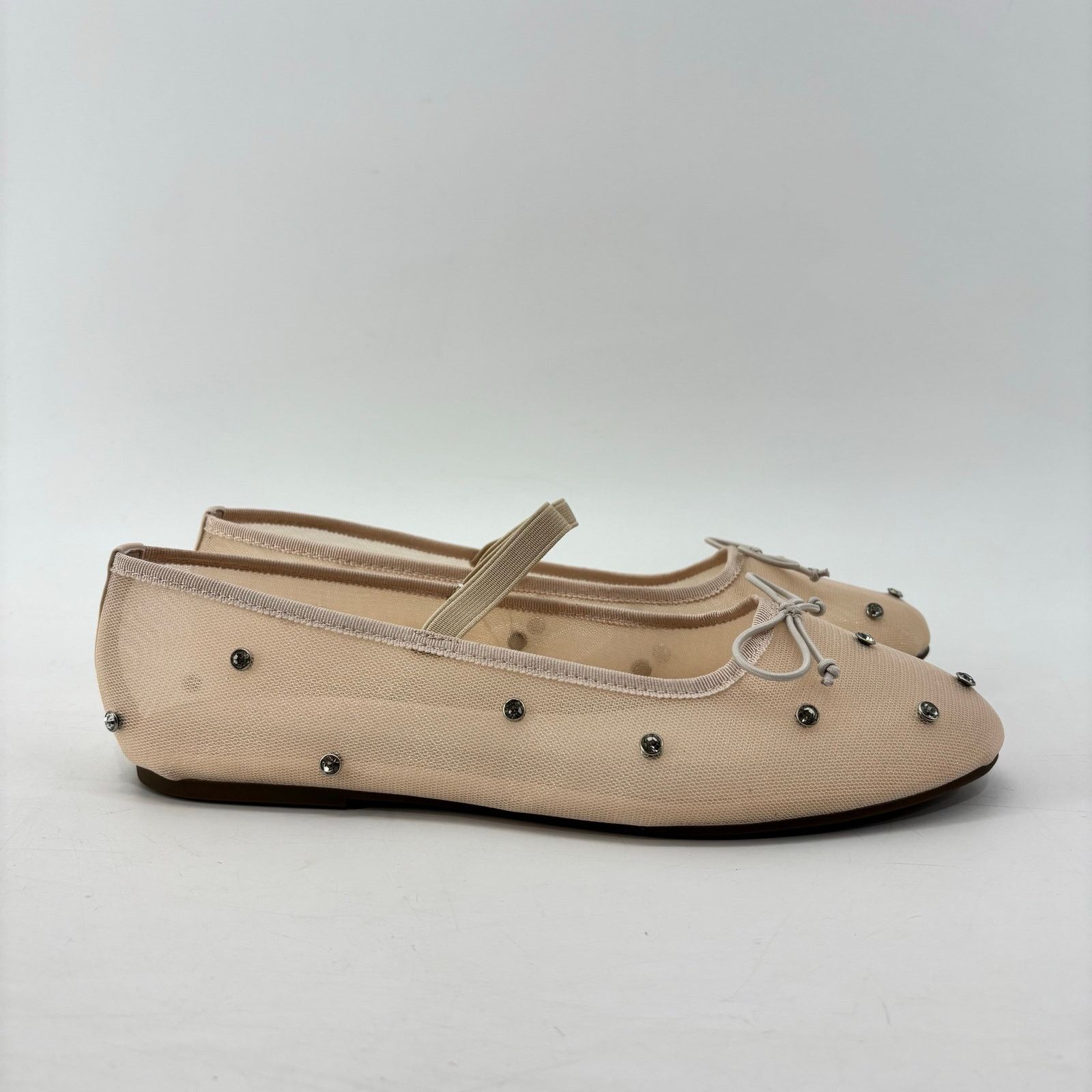 Other Project Cloud Amity Nude Rhinestone Ballet Flats Mesh Bow Size US 11 / IT 41 - 4 Thumbnail