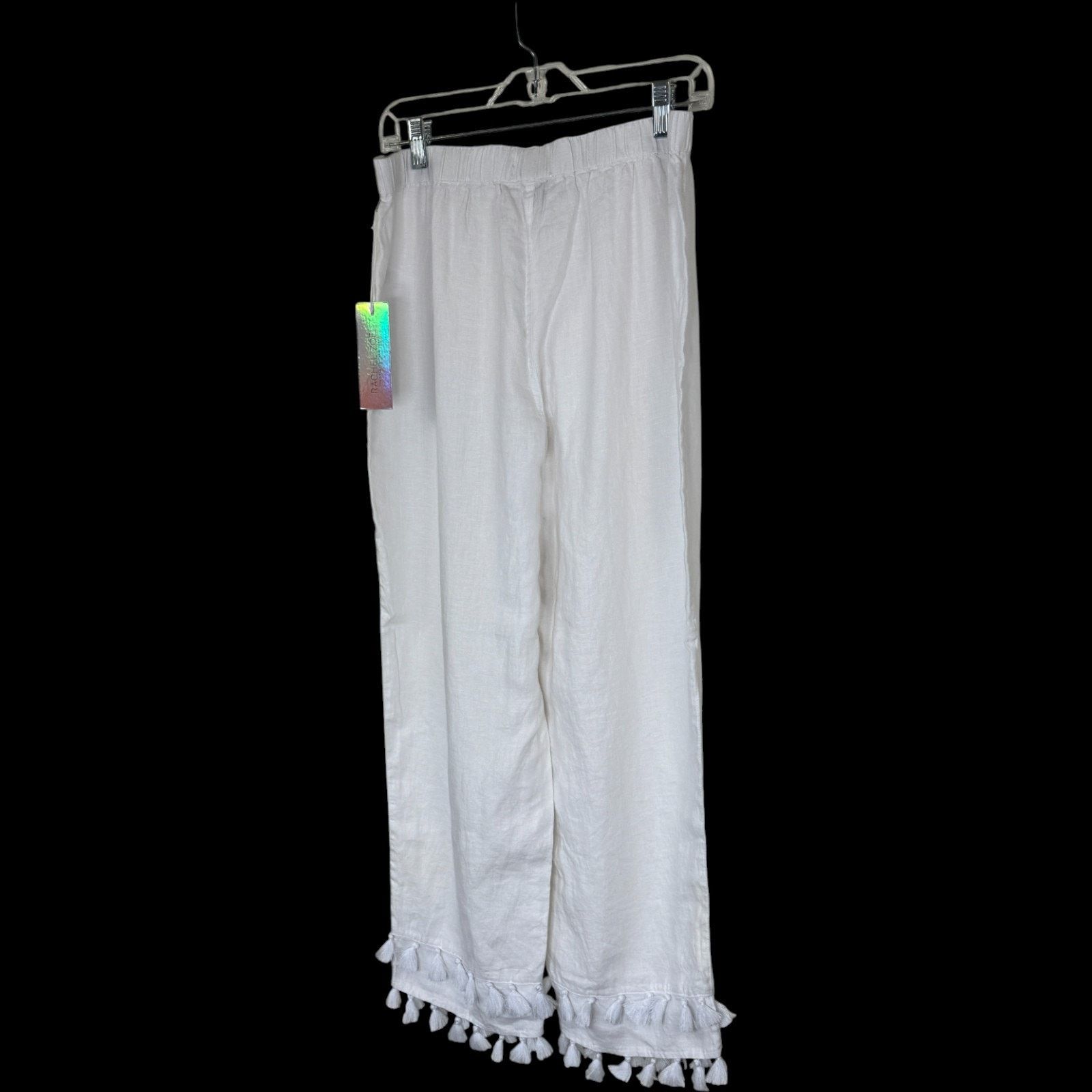 Rachel Zoe Rachel Zoe Linen Pants M White Tassel Wide Leg 100% Linen Size 26" / US 2 / IT 38 - 12 Thumbnail