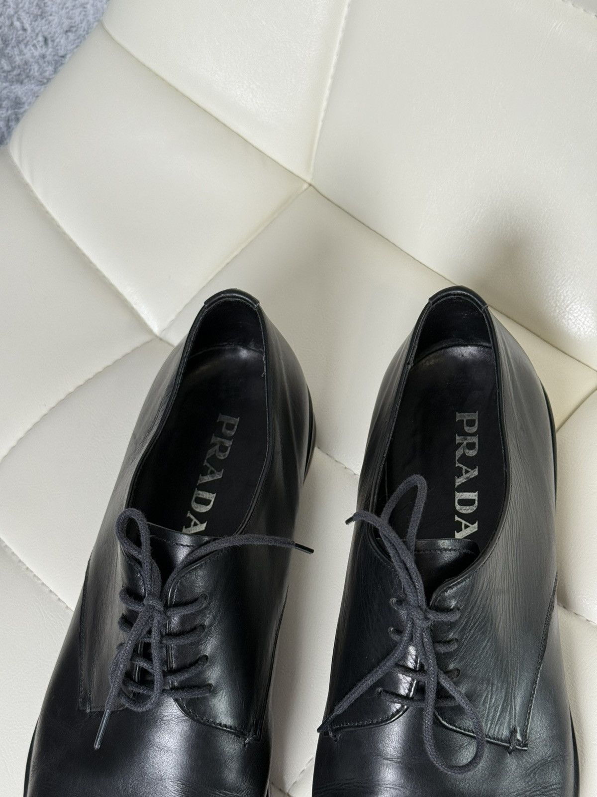 Prada PRADA Men’s Black Leather Lace Up Dress Derby Dress Shoes Size US 8.5 / EU 41-42 - 19 Thumbnail