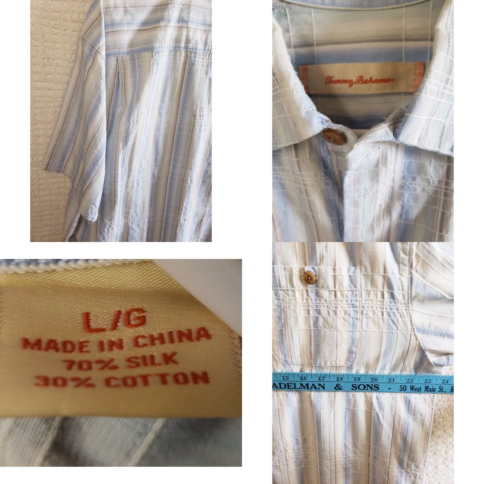 Tommy Bahama Tommy Bahama Shirt Button-Up Striped Adult Large Pink Multicolor Silk Blend Mens Casual Classic Beach Hawaiian Size US L / EU 52-54 / 3 - 8 Thumbnail
